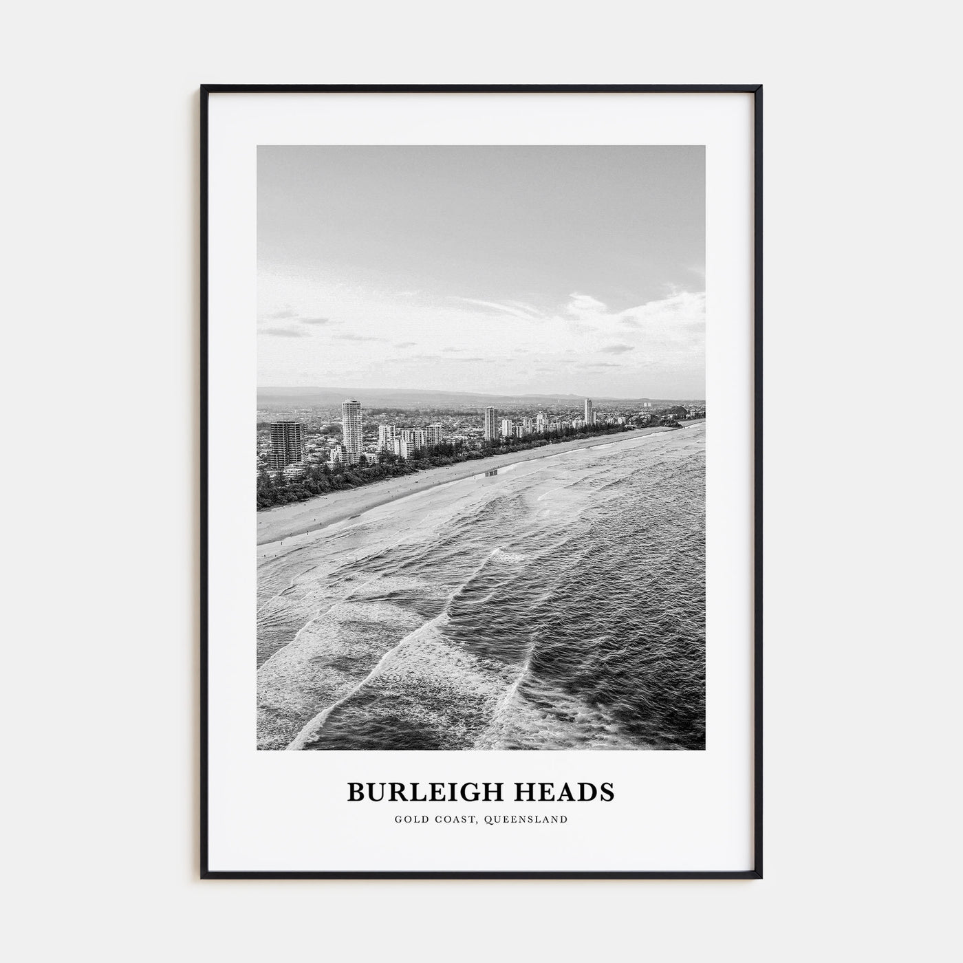 Burleigh Heads Portrait B&W Poster