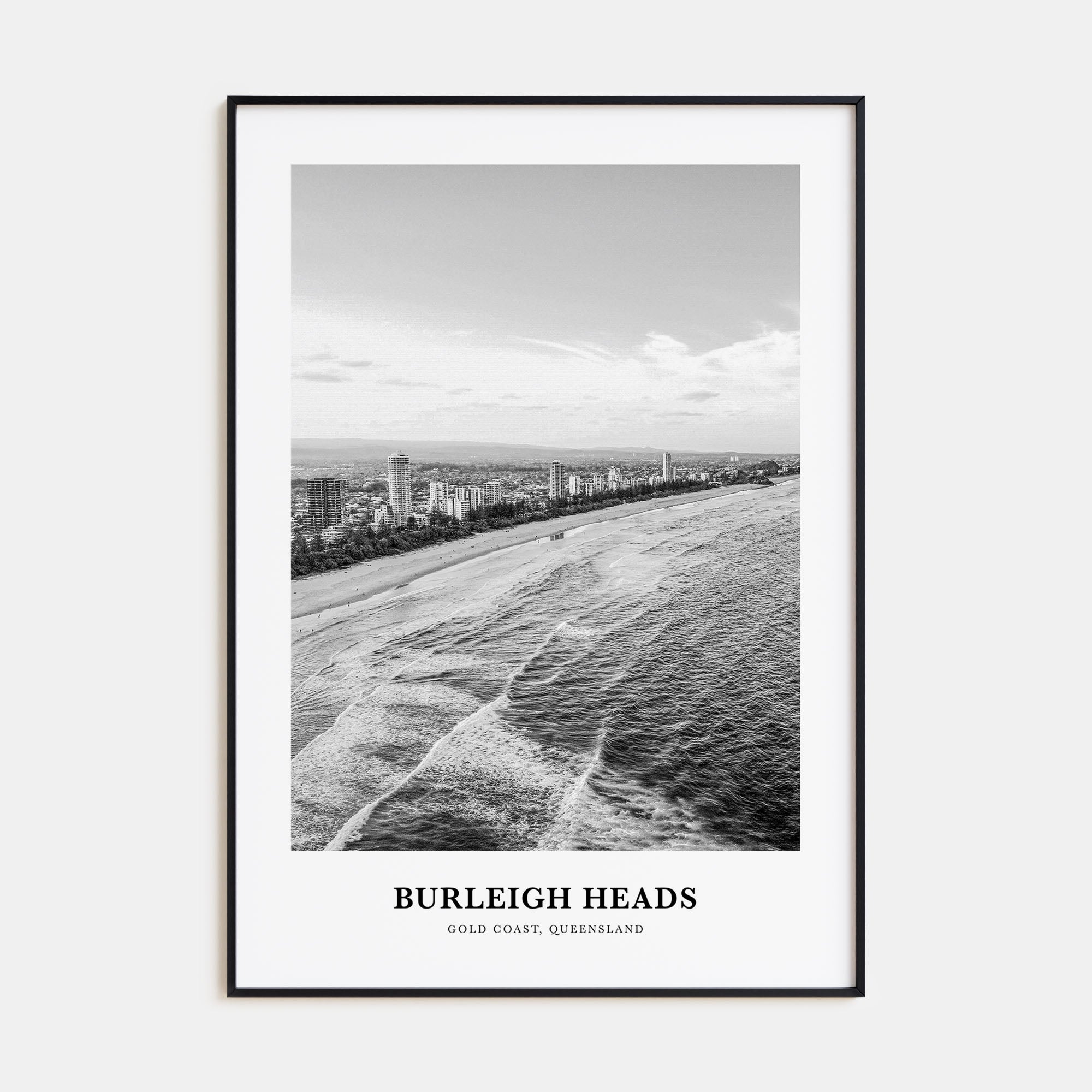 Burleigh Heads Portrait B&W Poster