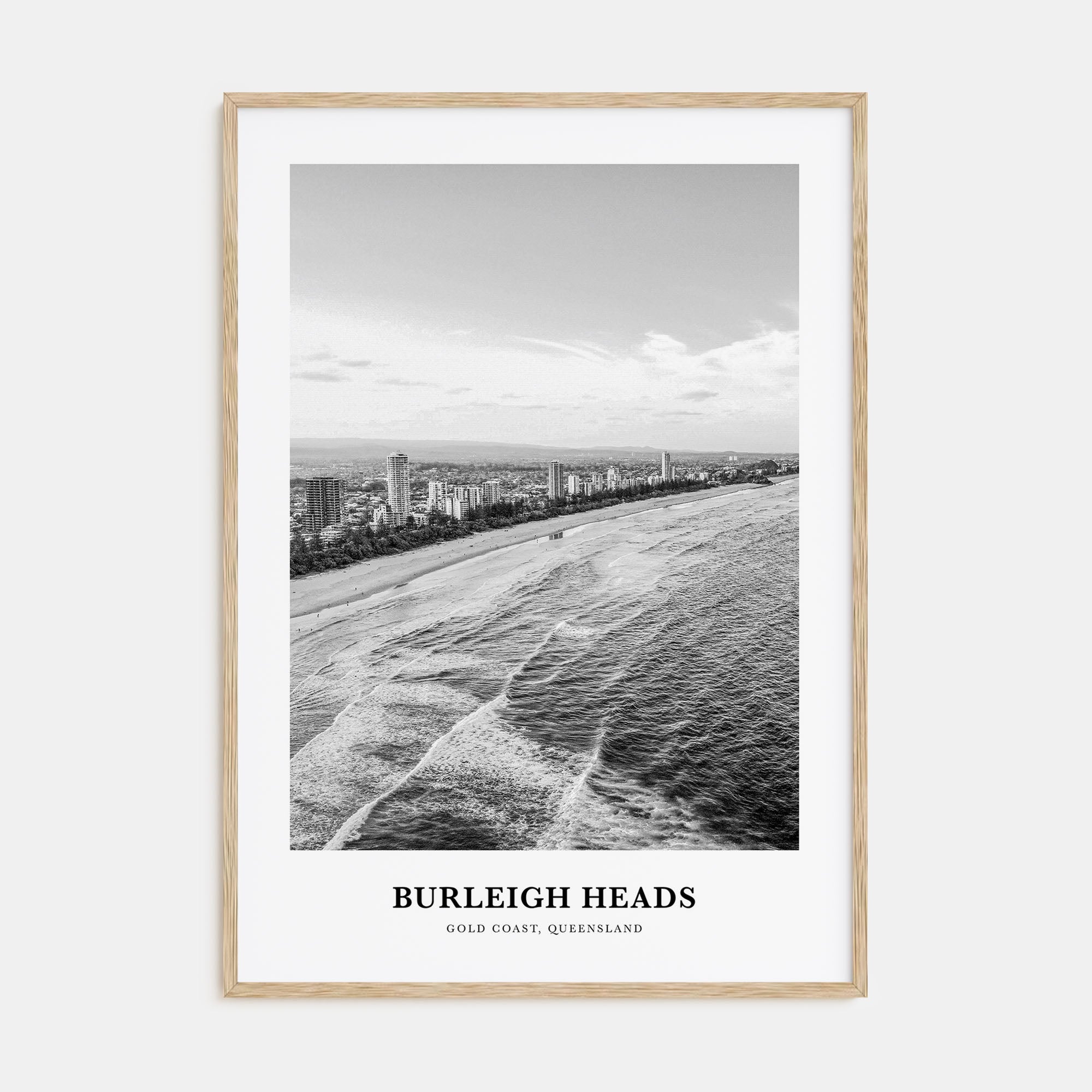 Burleigh Heads Portrait B&W Poster