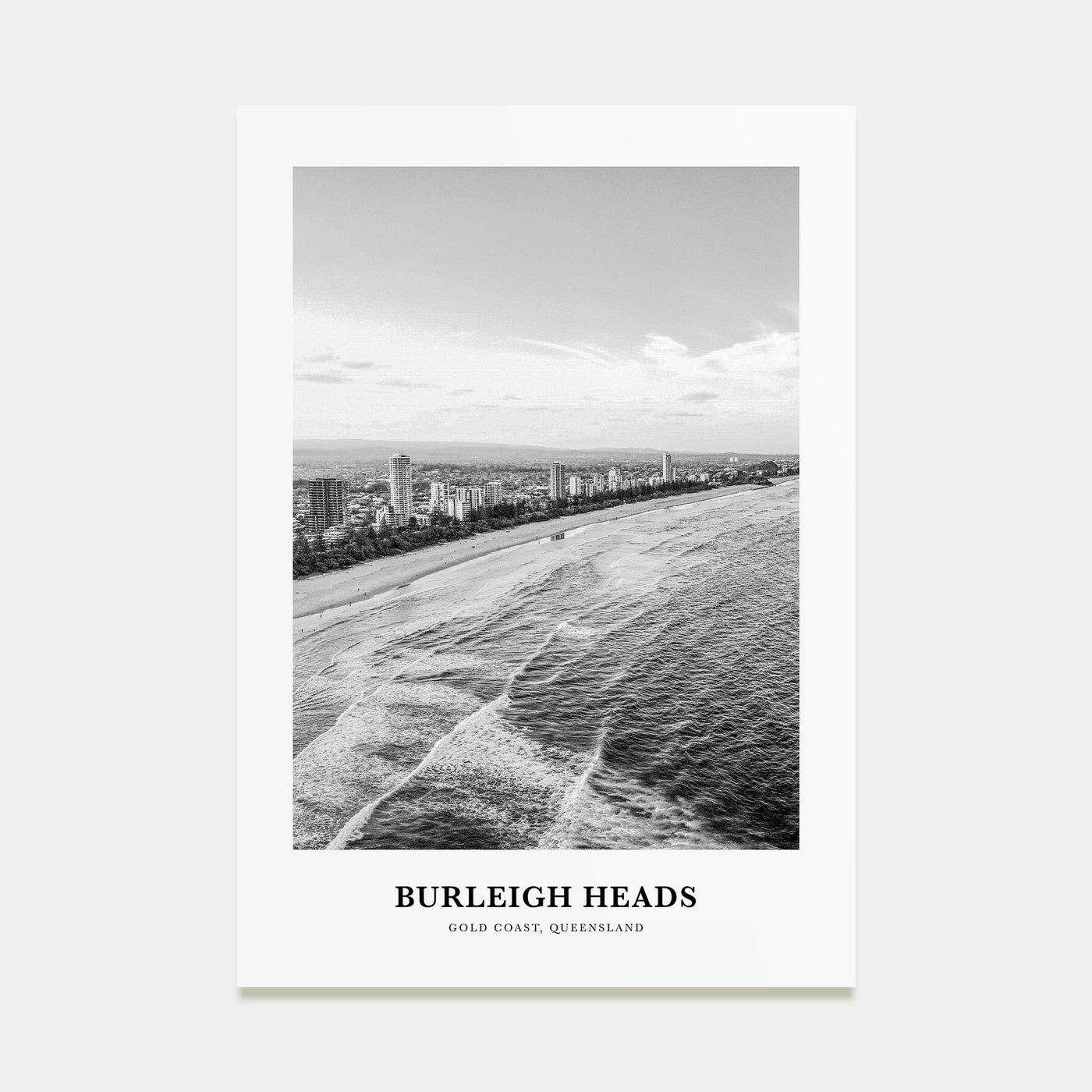 Burleigh Heads Portrait B&W Poster