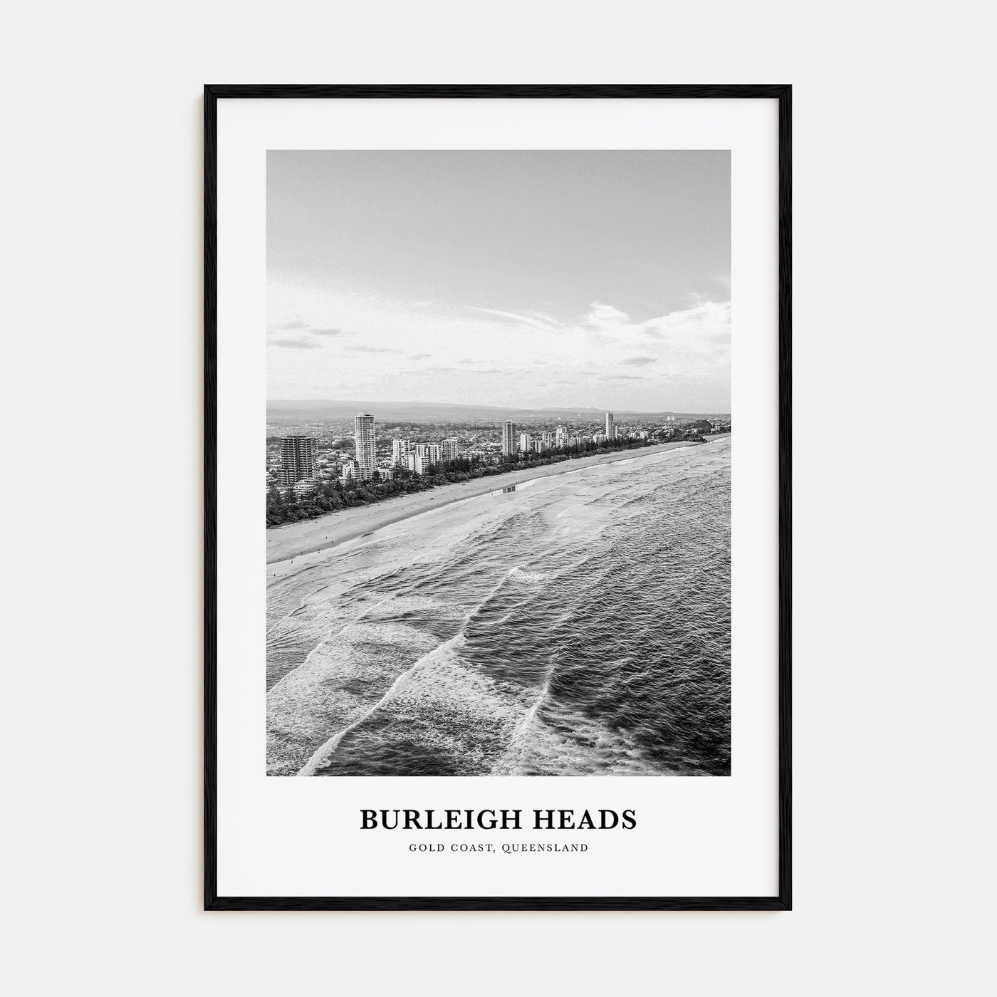 Burleigh Heads Portrait B&W Poster