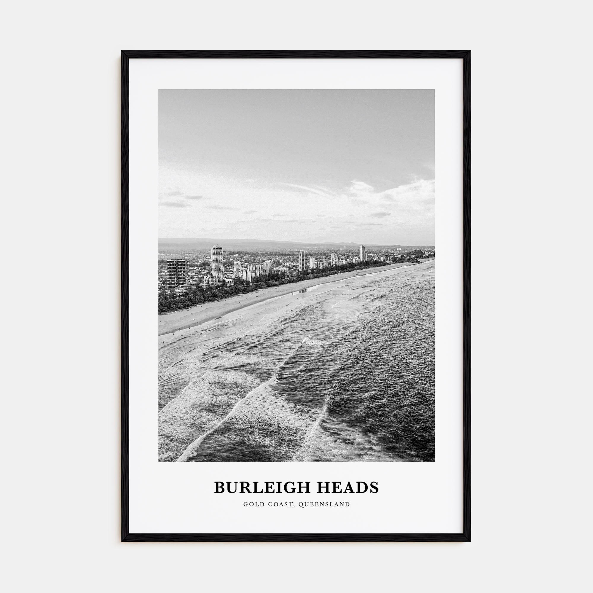Burleigh Heads Portrait B&W Poster