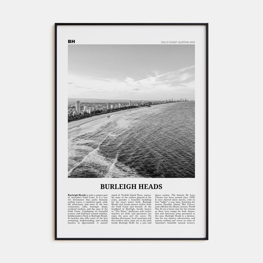 Burleigh Heads Travel B&W Poster