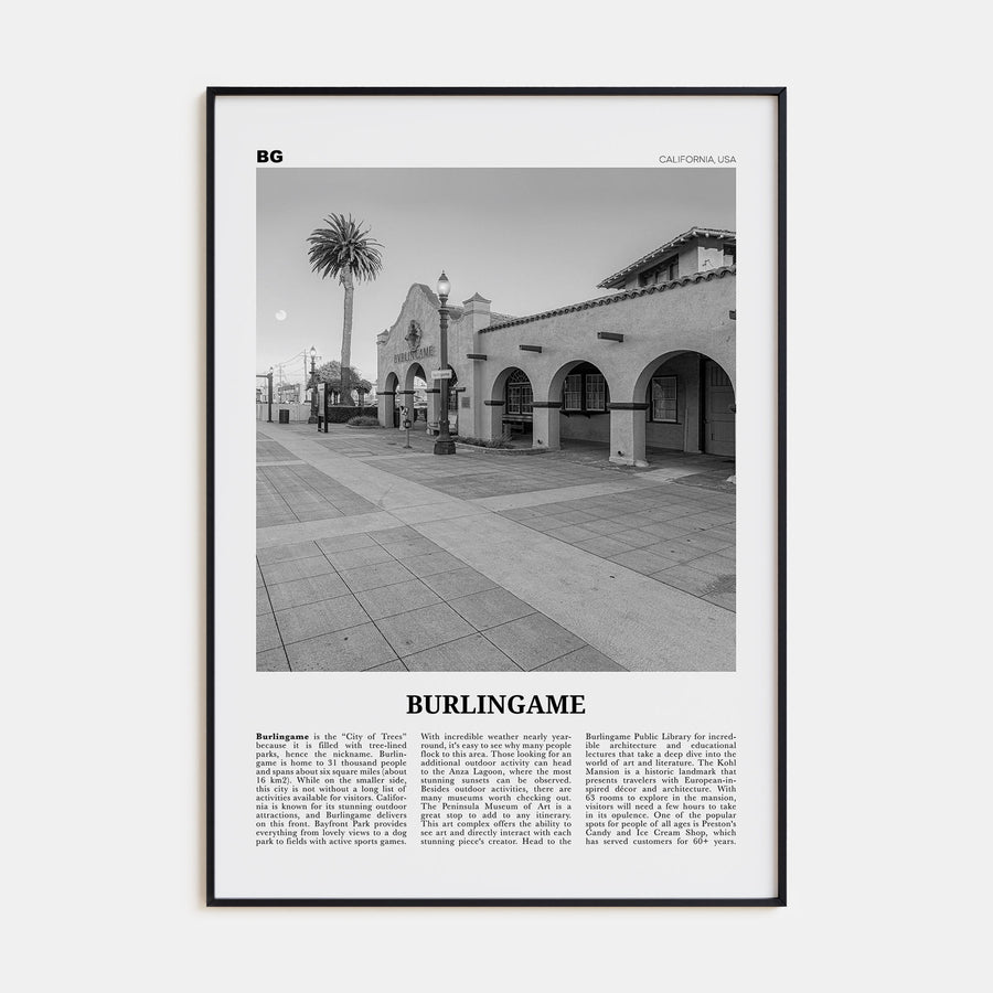 Burlingame Travel B&W Poster