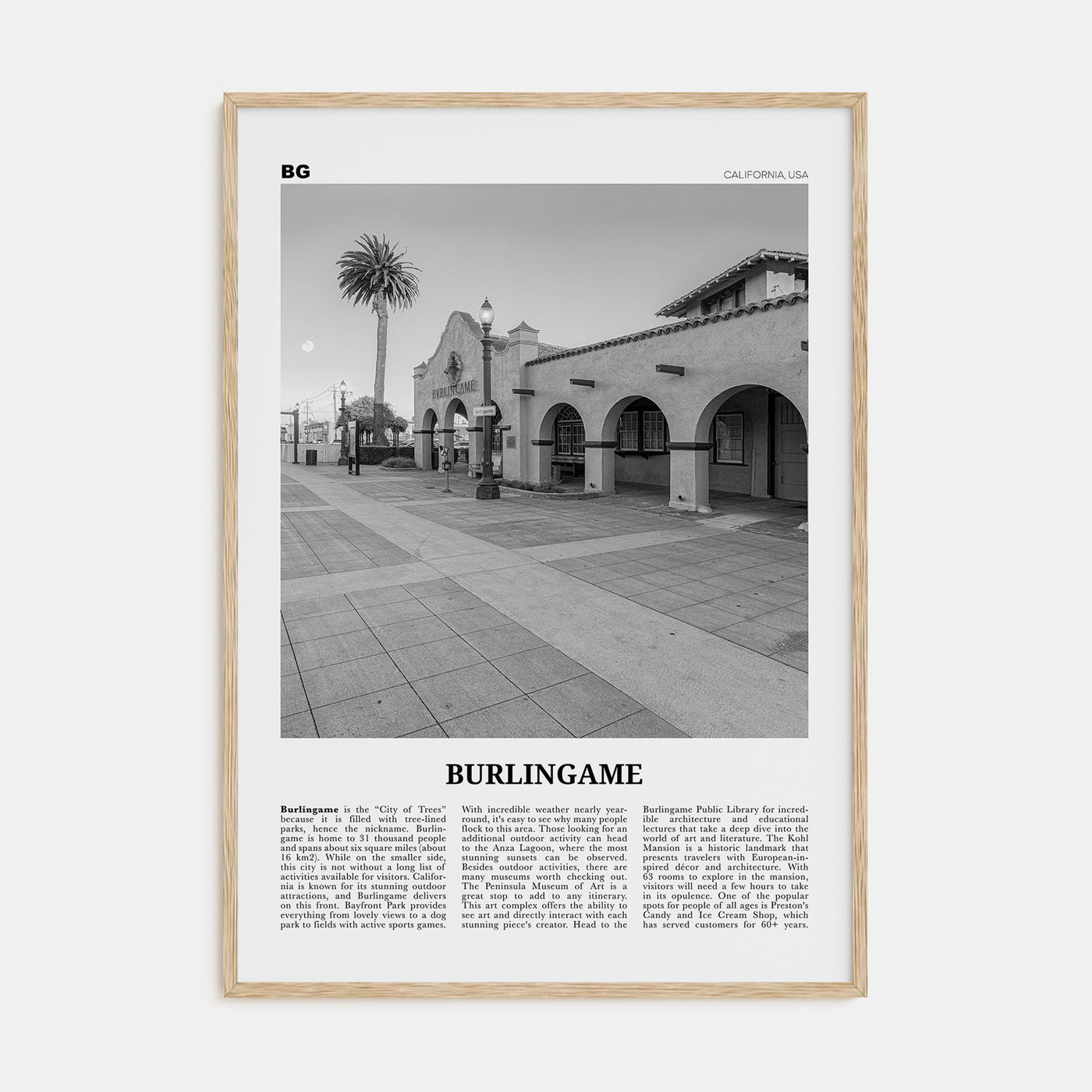 Burlingame Travel B&W Poster