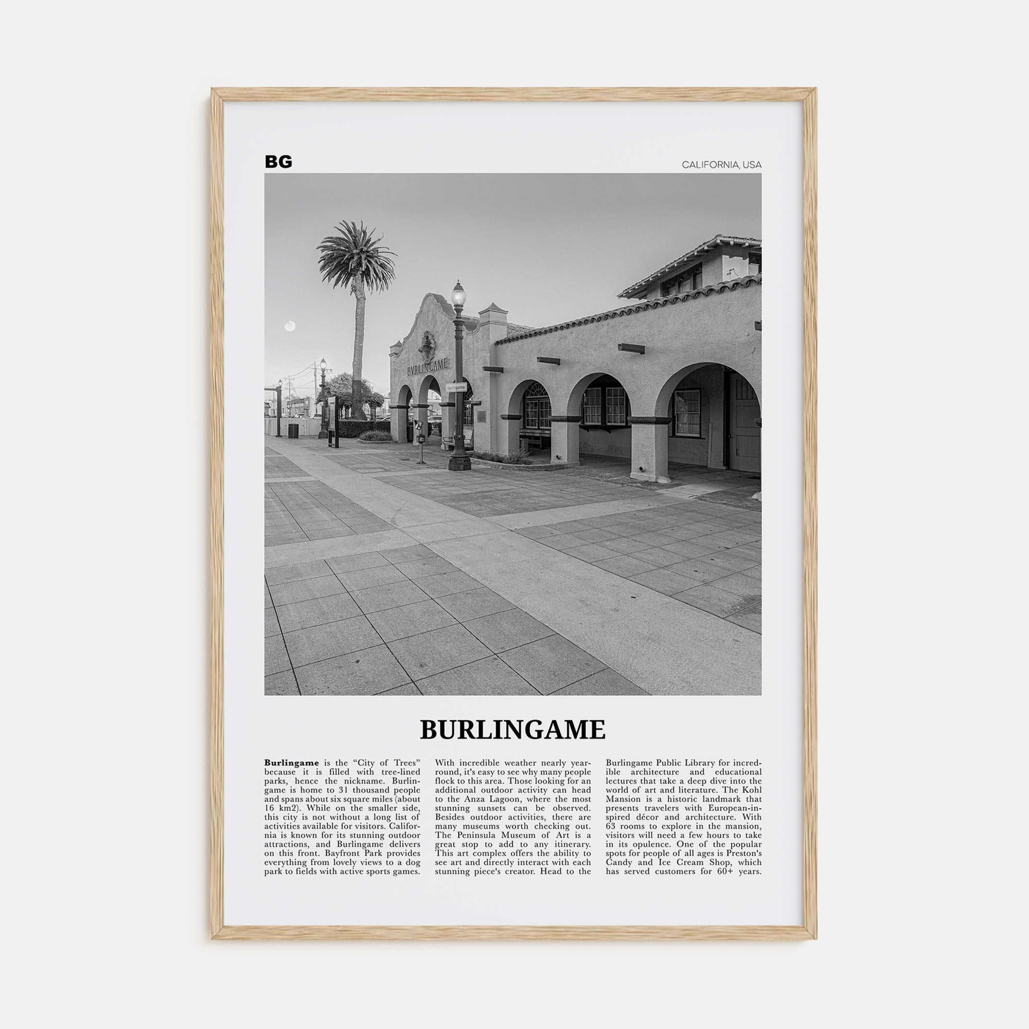 Burlingame Travel B&W Poster