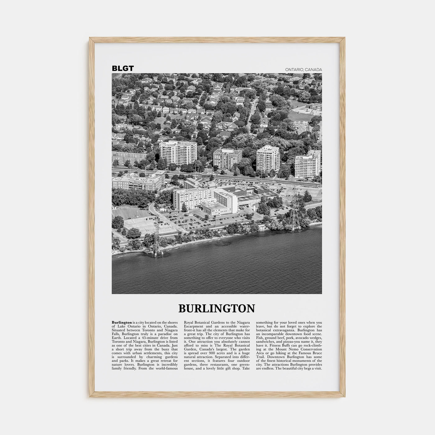 Burlington, Canada Travel B&W Poster