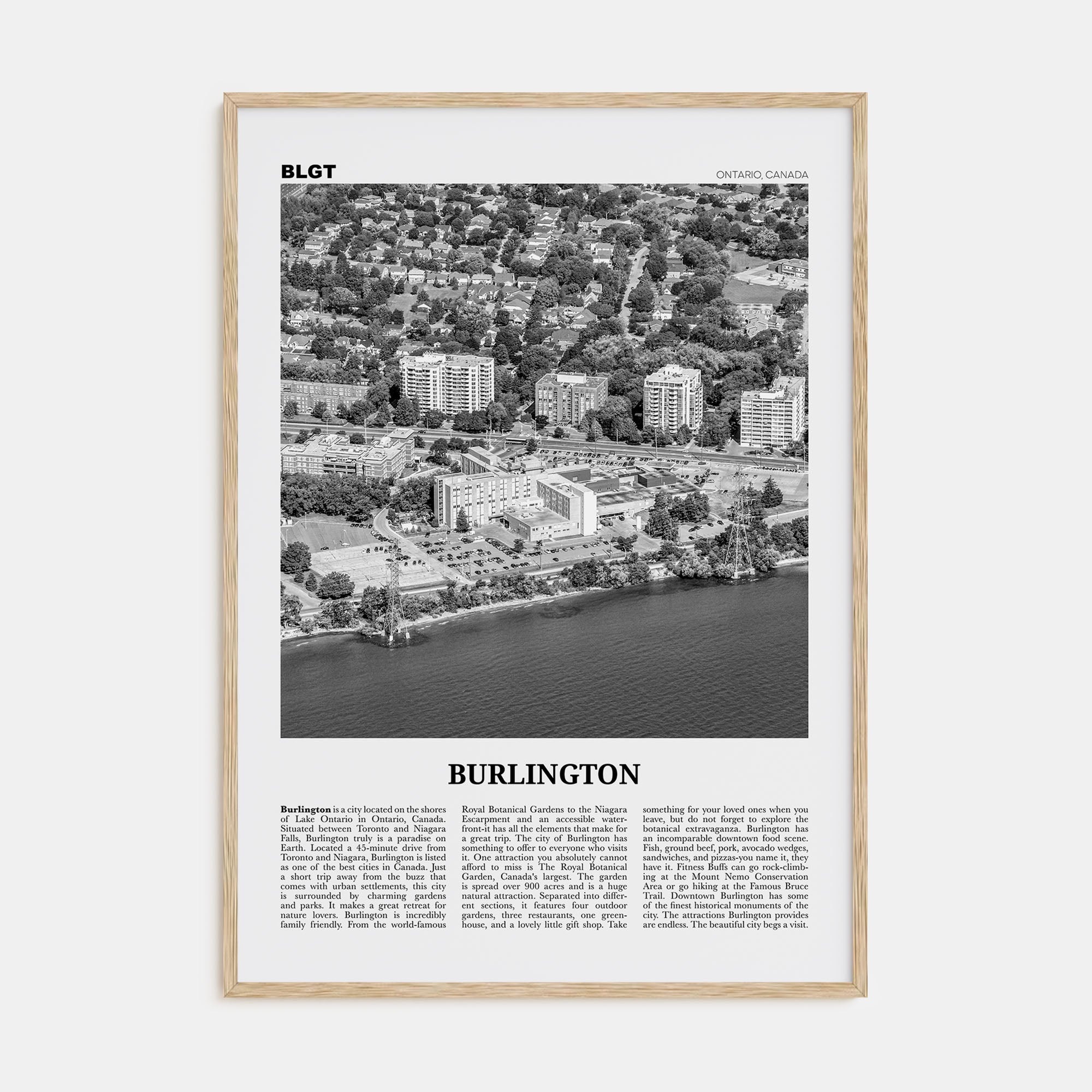 Burlington, Canada Travel B&W Poster