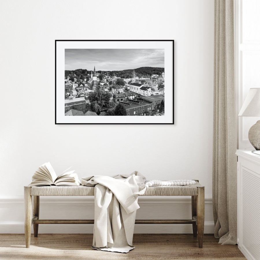 Burlington, Vermont Landscape B&W Poster