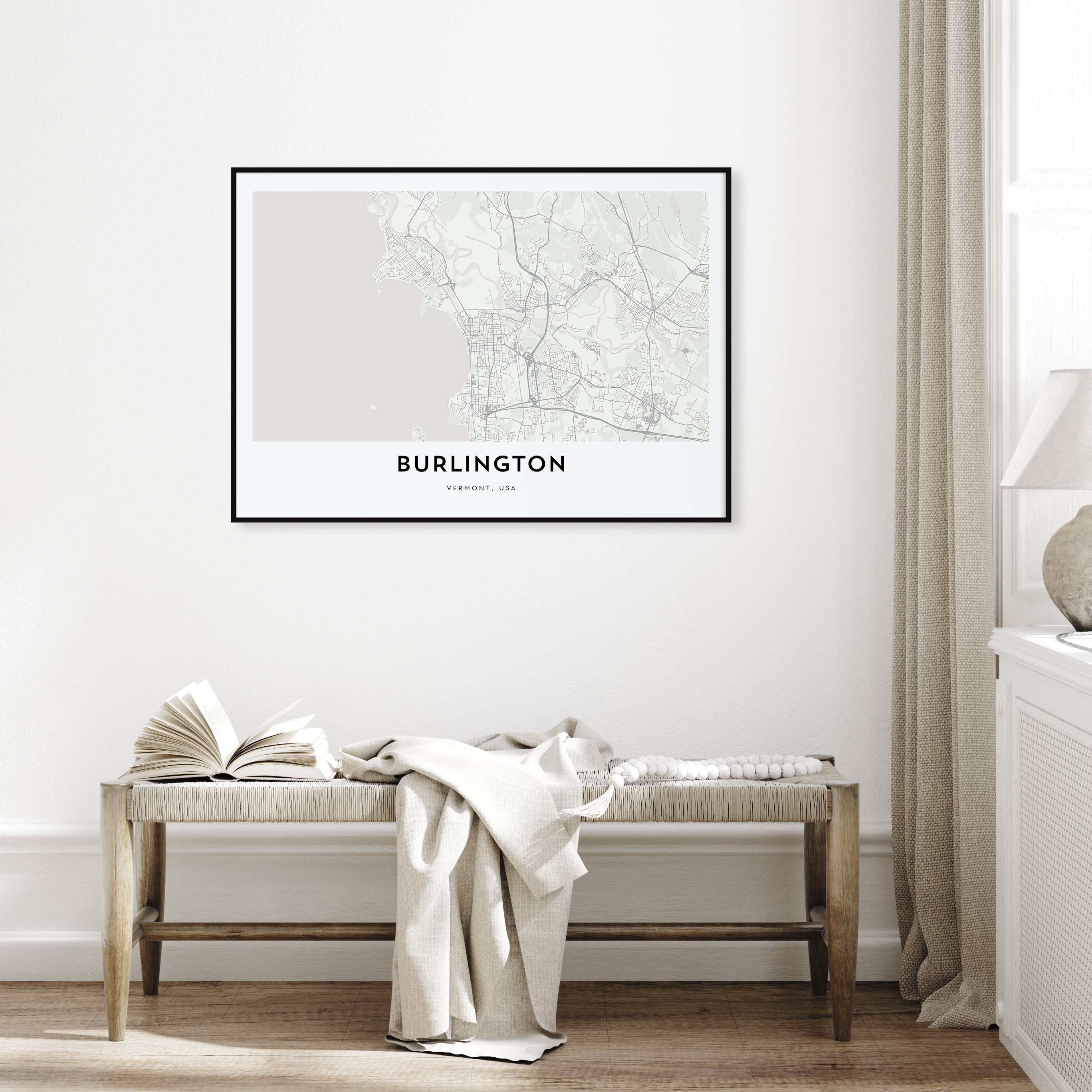 Burlington, Vermont Map Landscape Poster
