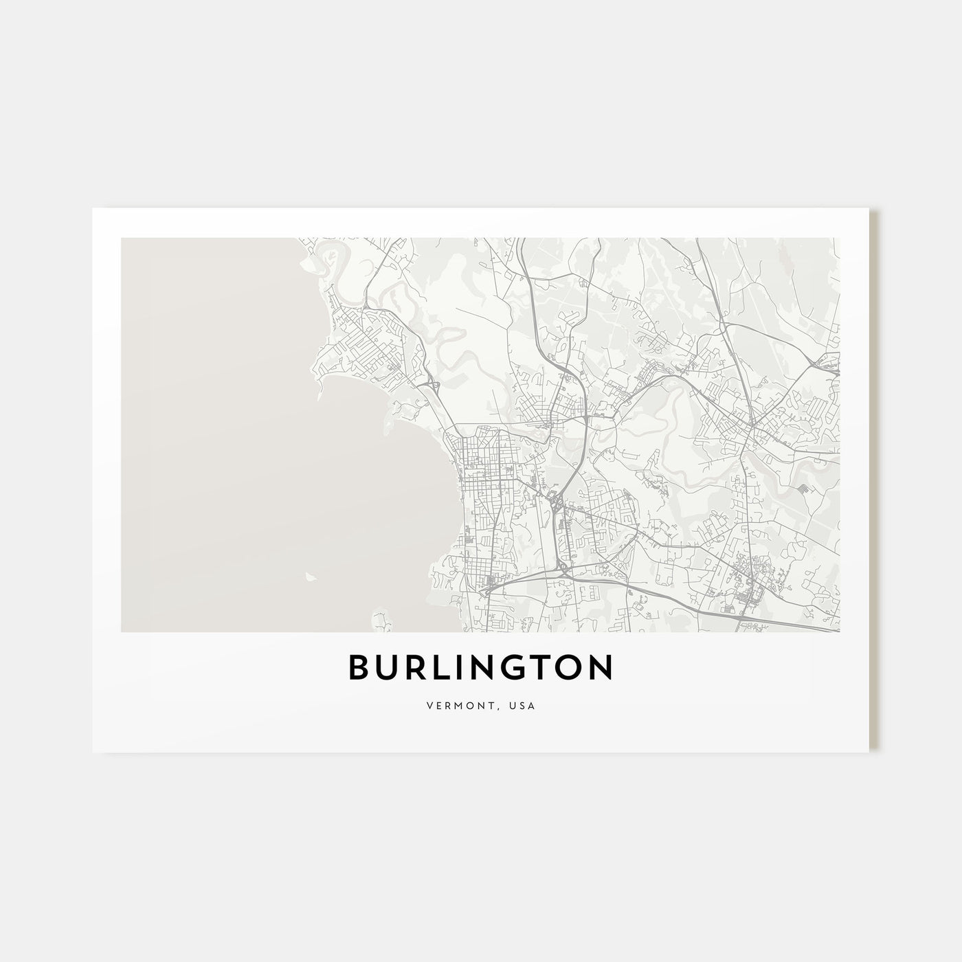 Burlington, Vermont Map Landscape Poster