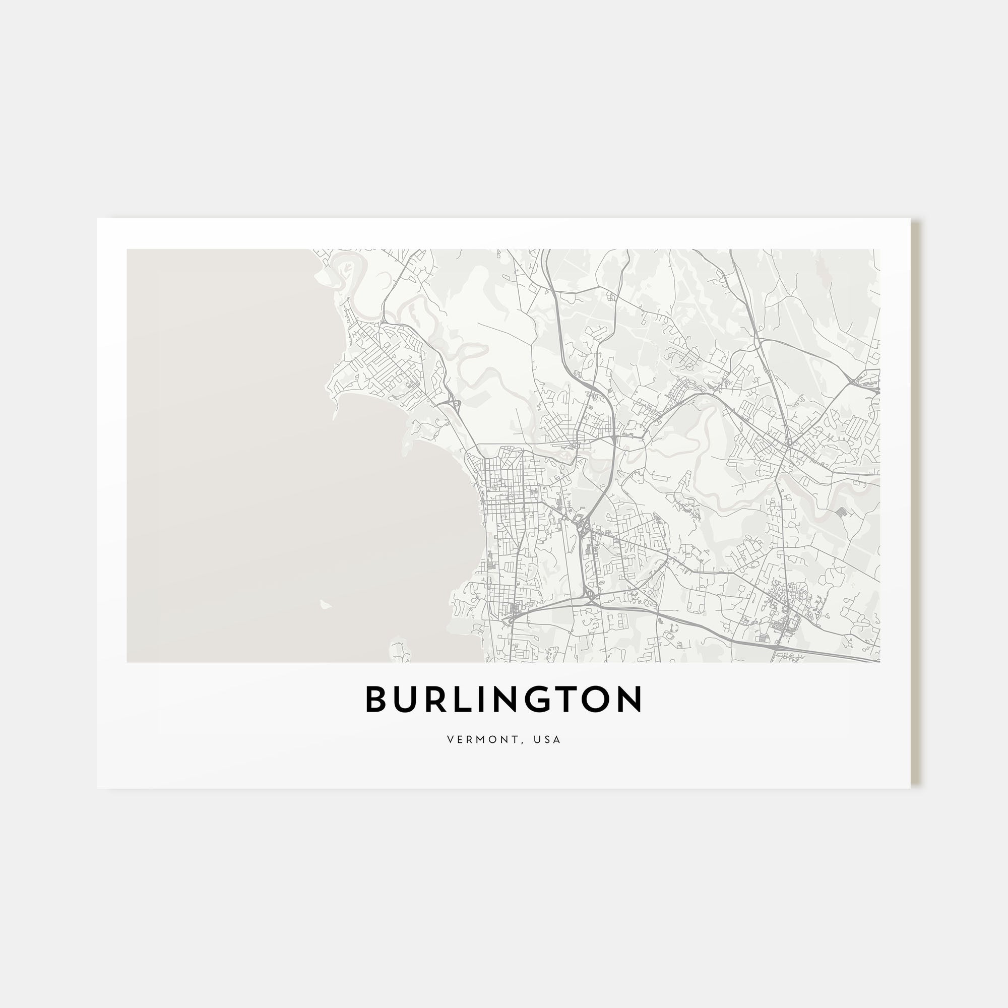 Burlington, Vermont Map Landscape Poster