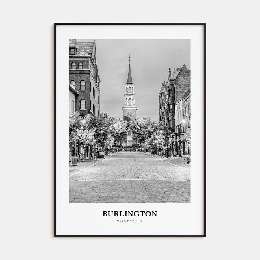 Burlington, Vermont Portrait B&W Poster