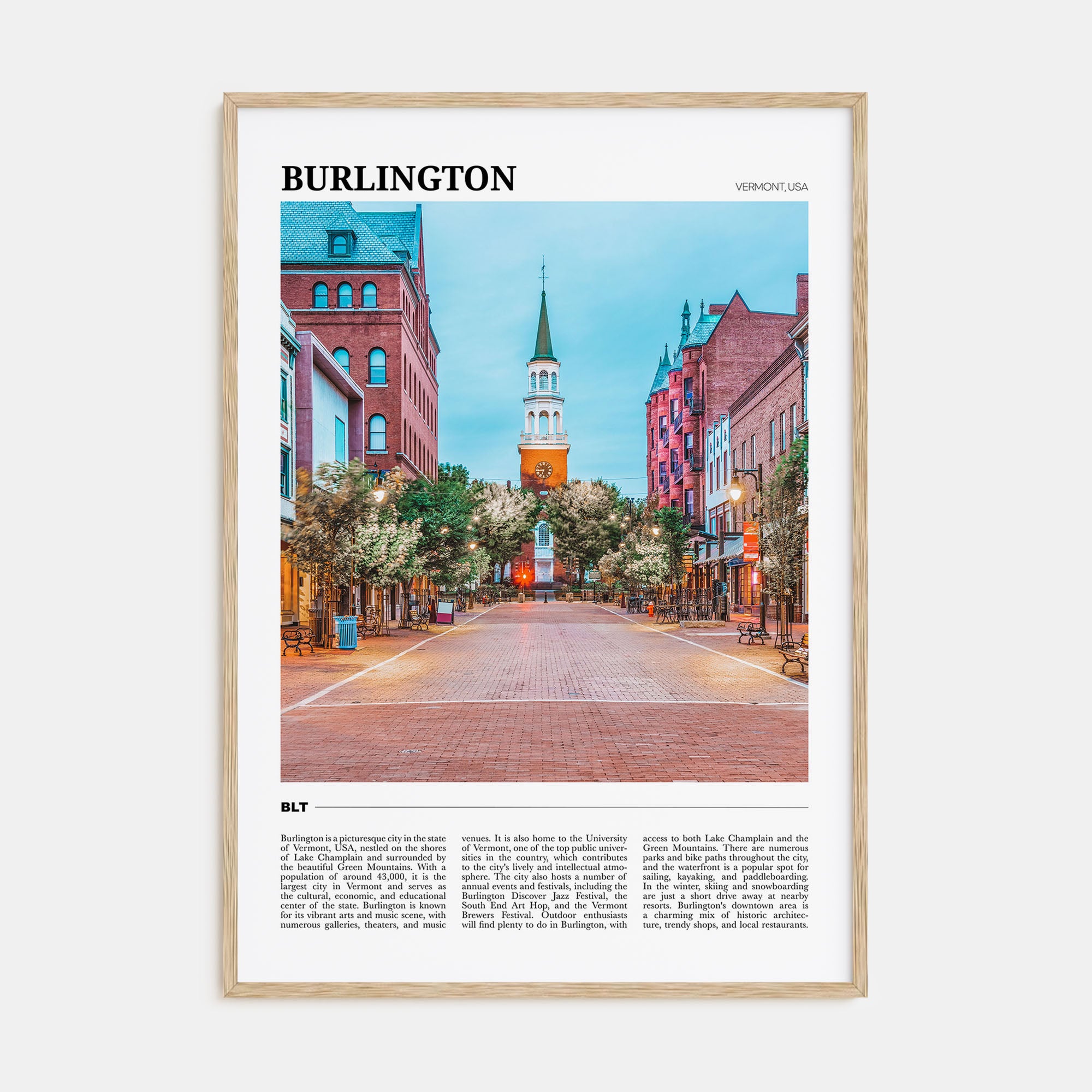 Burlington, Vermont Travel Color Poster