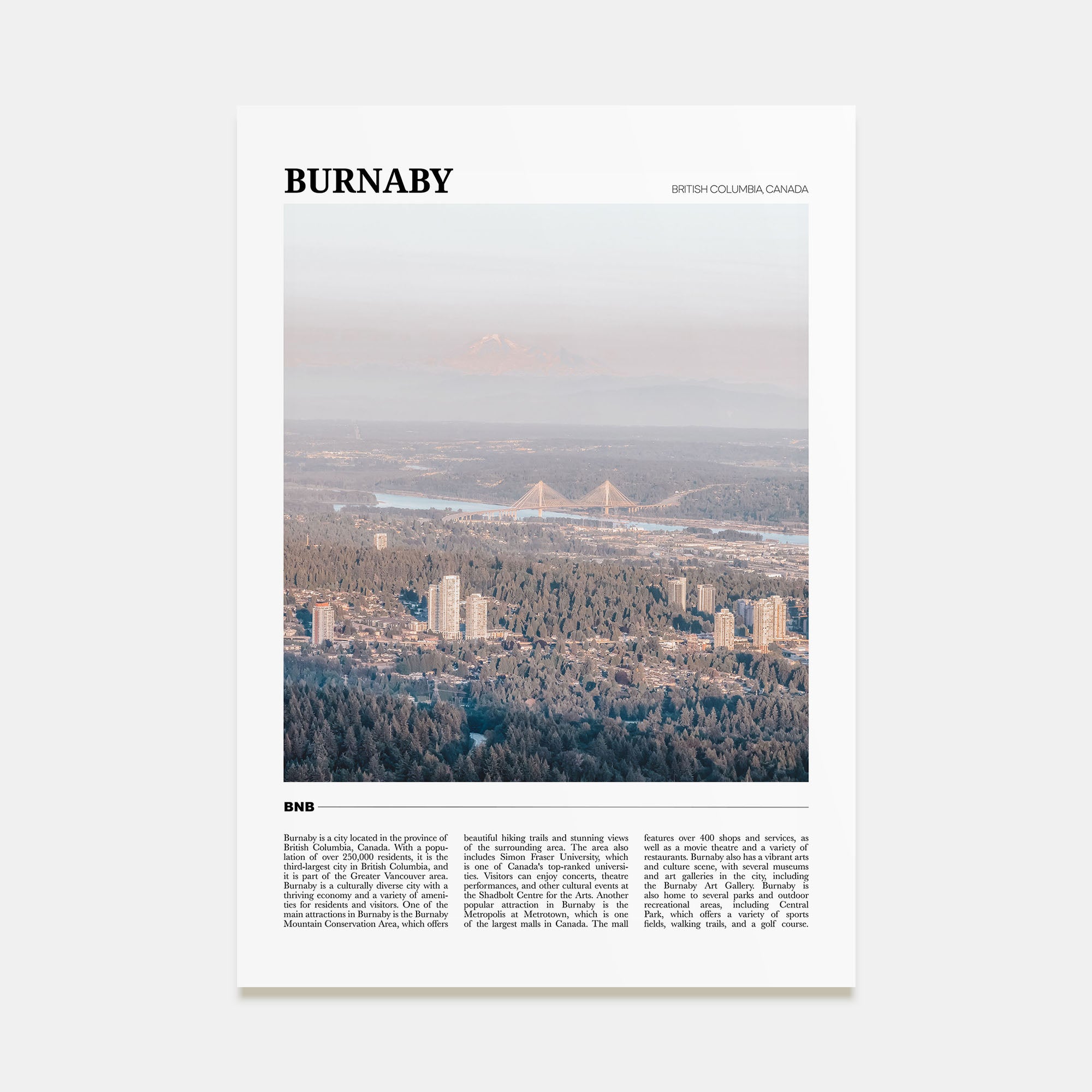Burnaby Travel Color Poster