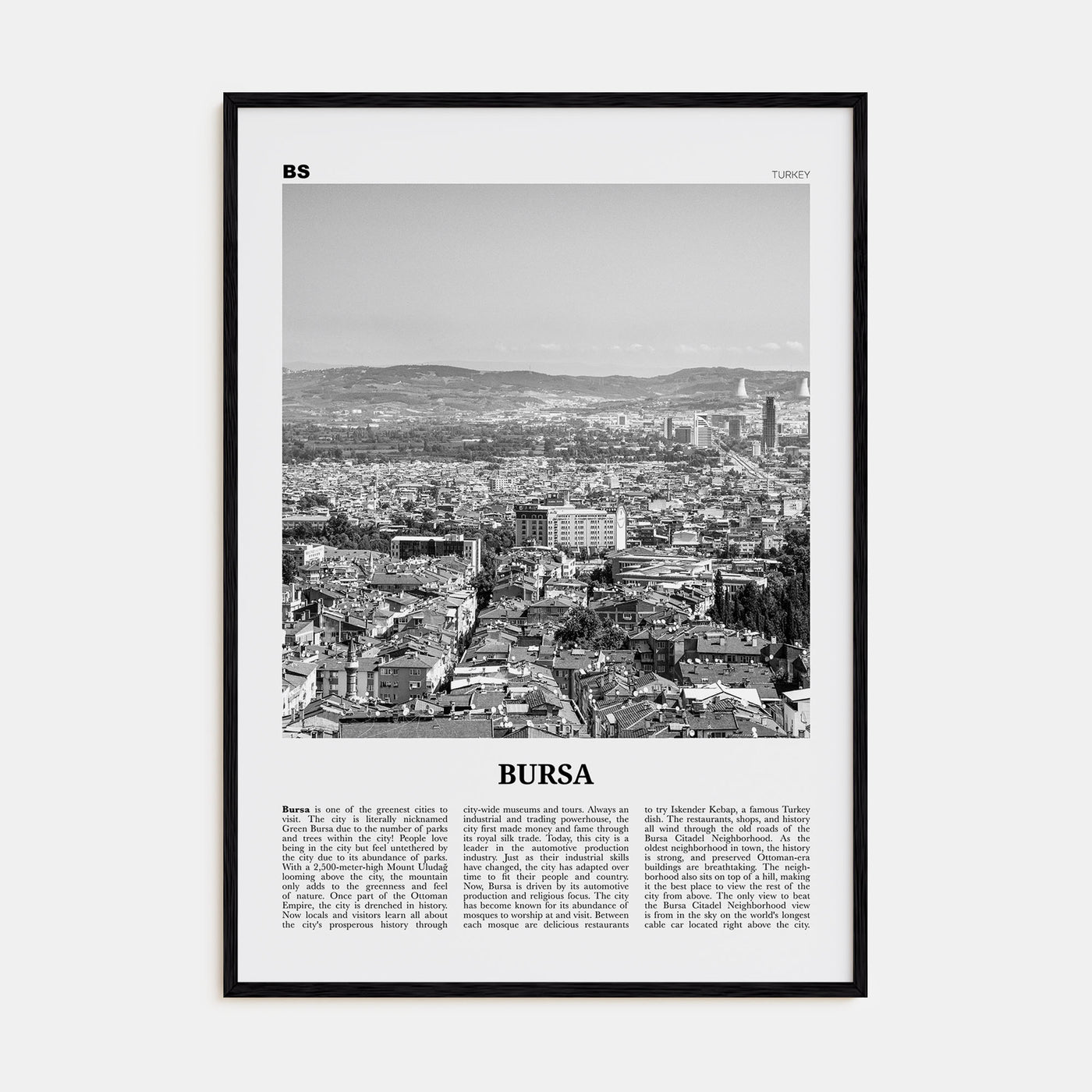 Bursa Travel B&W Poster