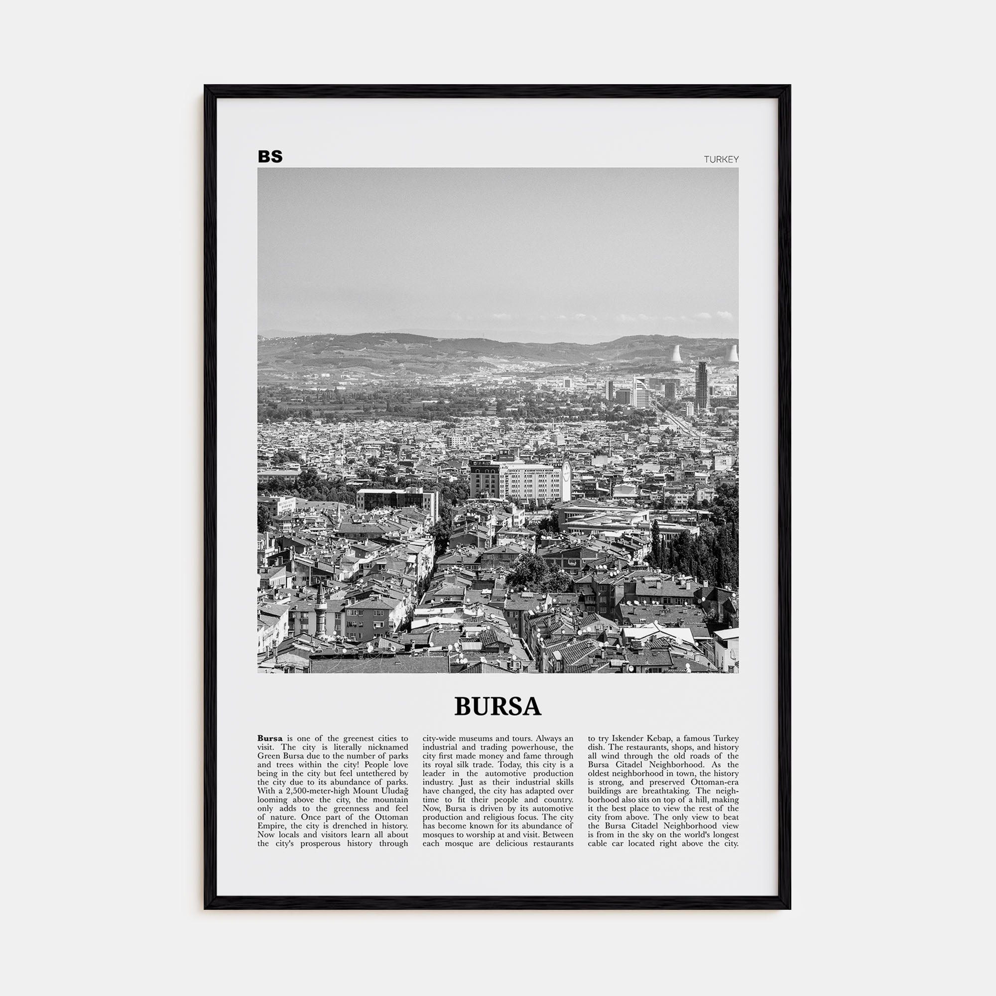 Bursa Travel B&W Poster