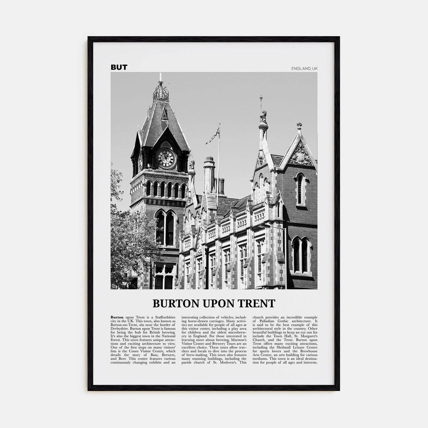 Burton upon Trent Travel B&W Poster
