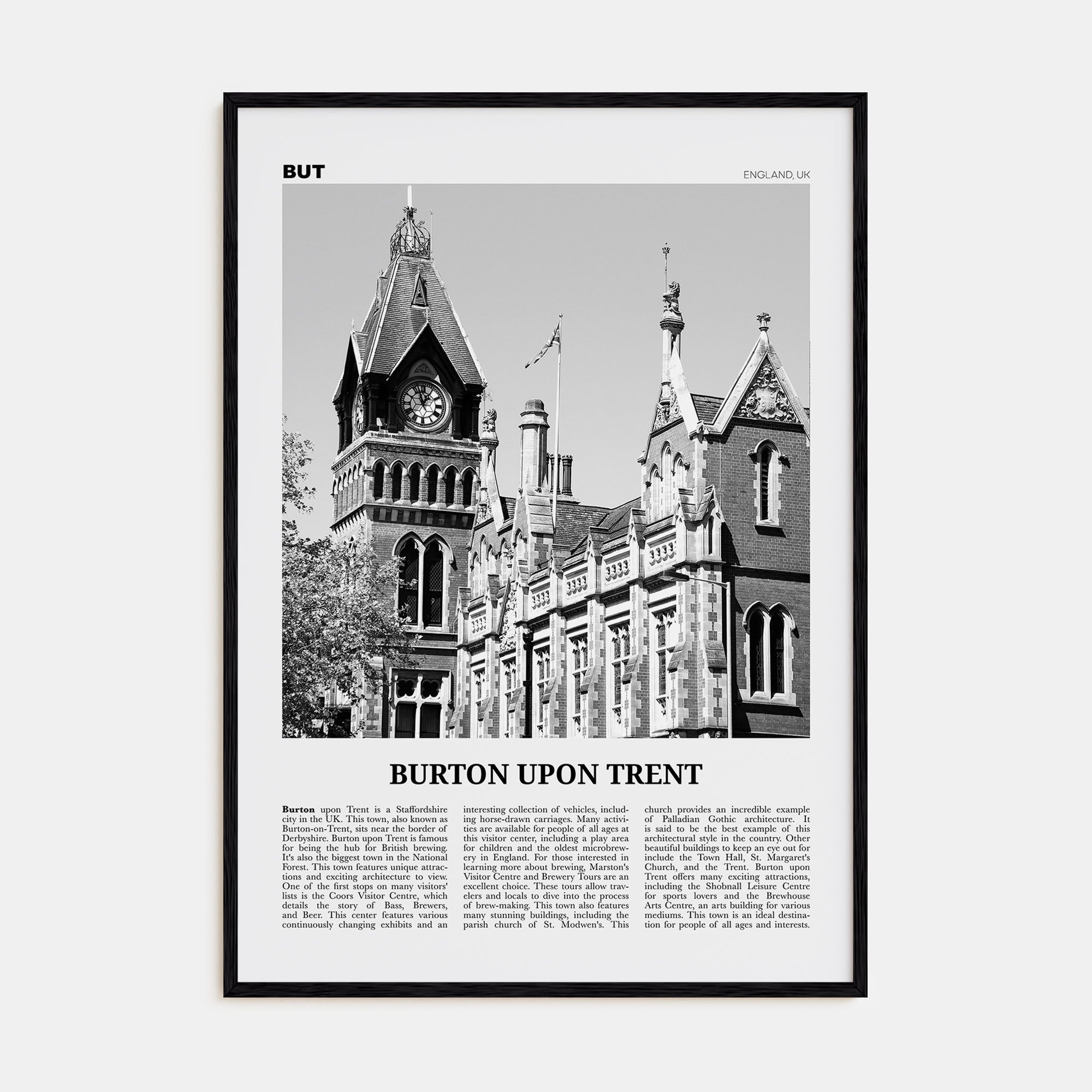 Burton upon Trent Travel B&W Poster