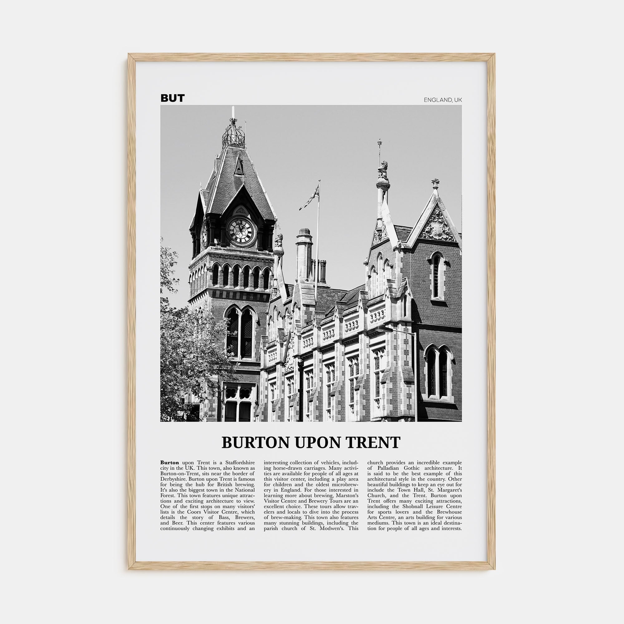 Burton upon Trent Travel B&W Poster