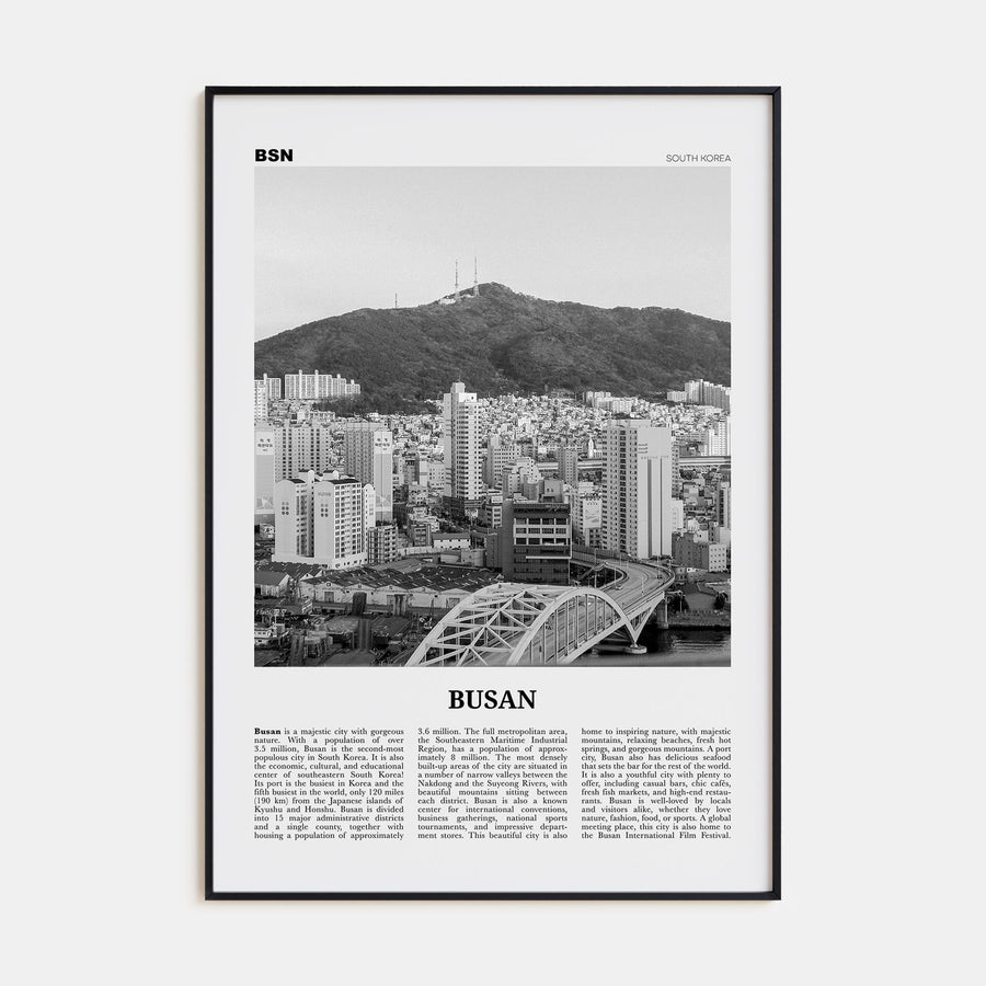 Busan Travel B&W No 2 Poster