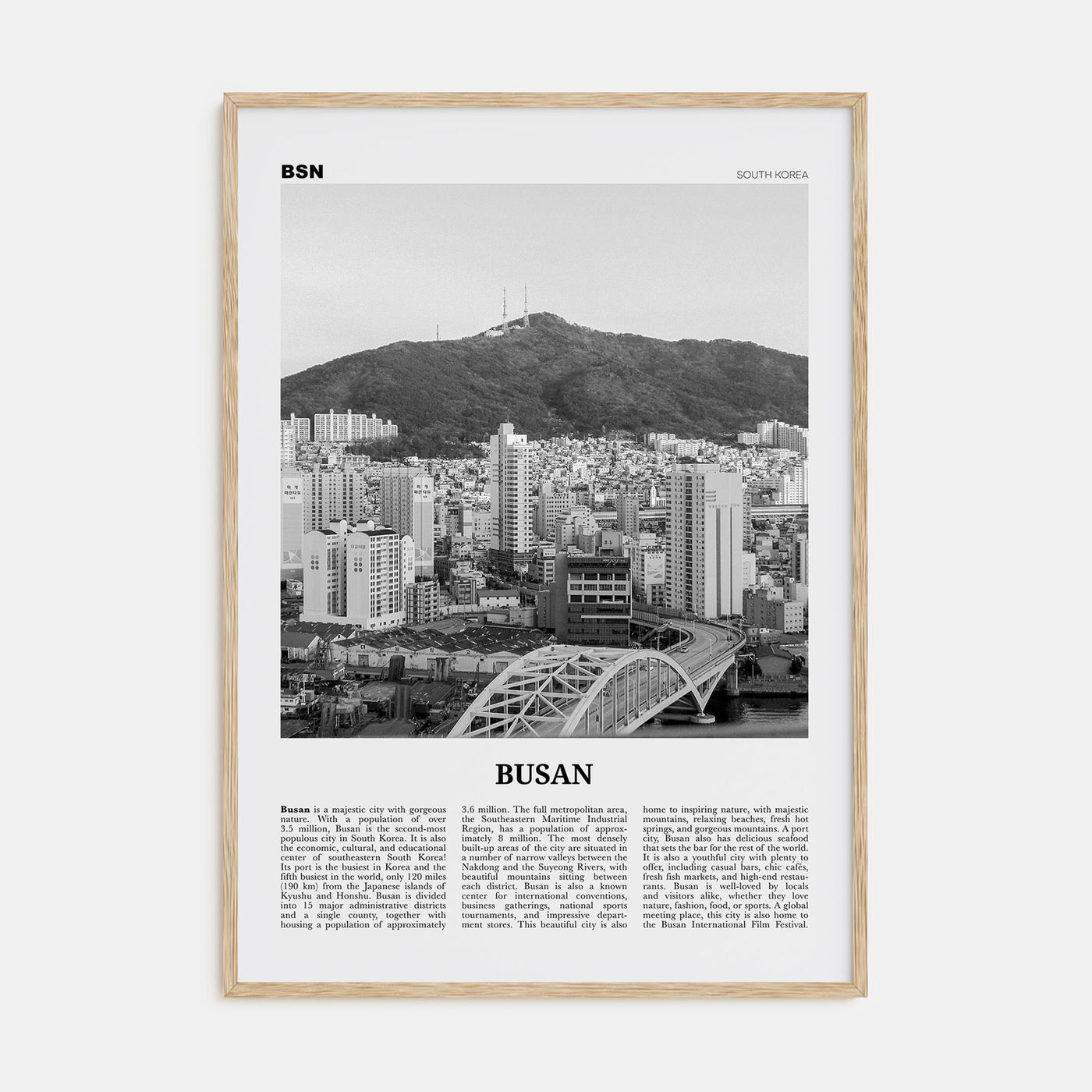 Busan Travel B&W No 2 Poster