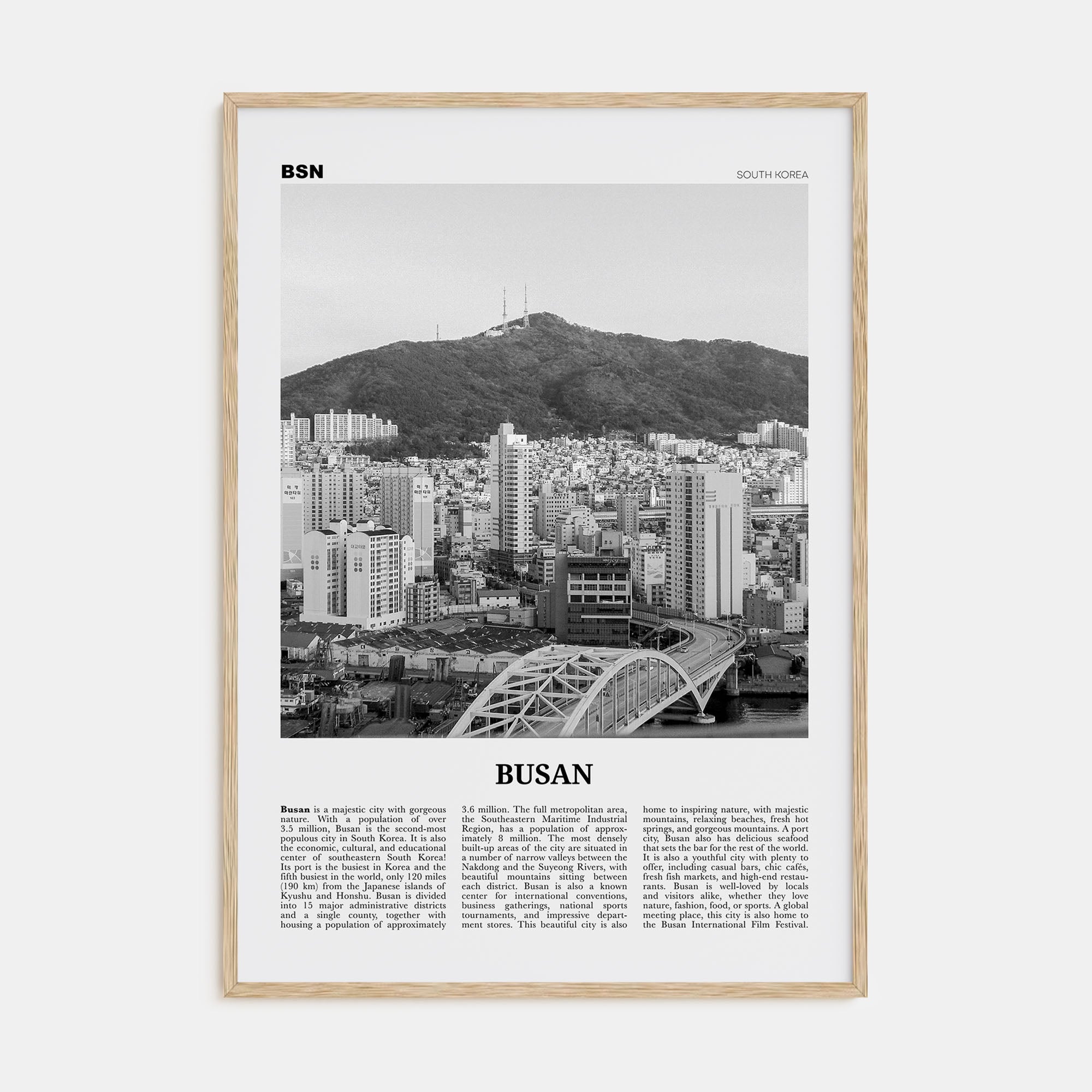 Busan Travel B&W No 2 Poster