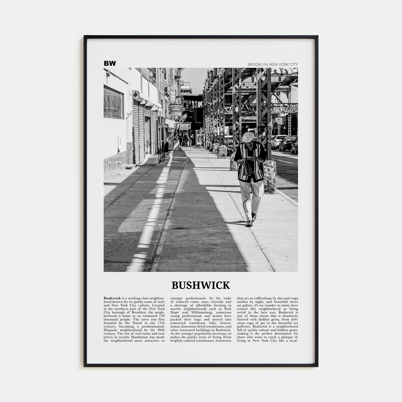 Bushwick Travel B&W Poster