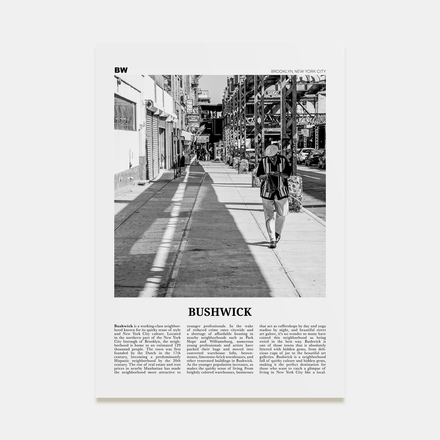 Bushwick Travel B&W Poster