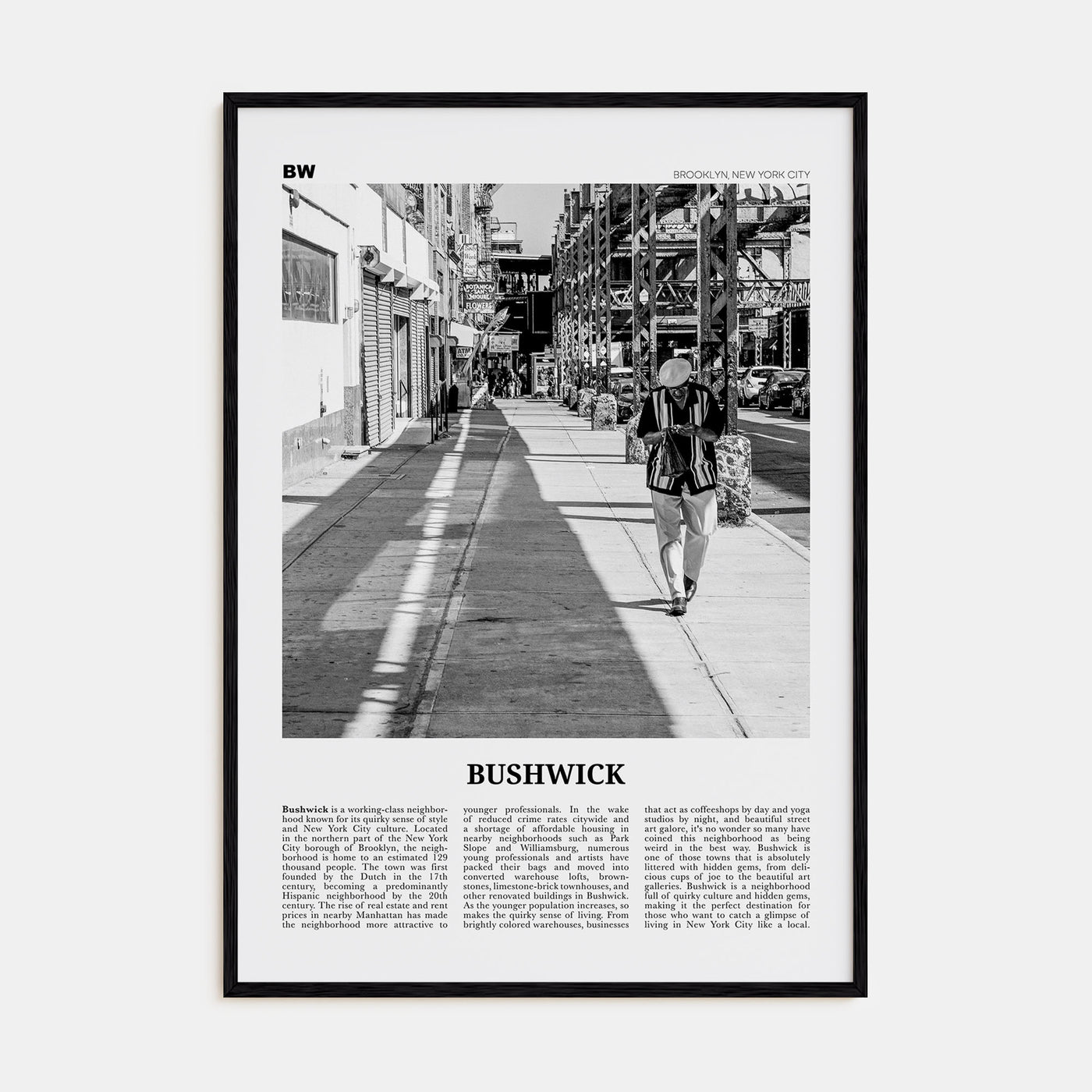 Bushwick Travel B&W Poster