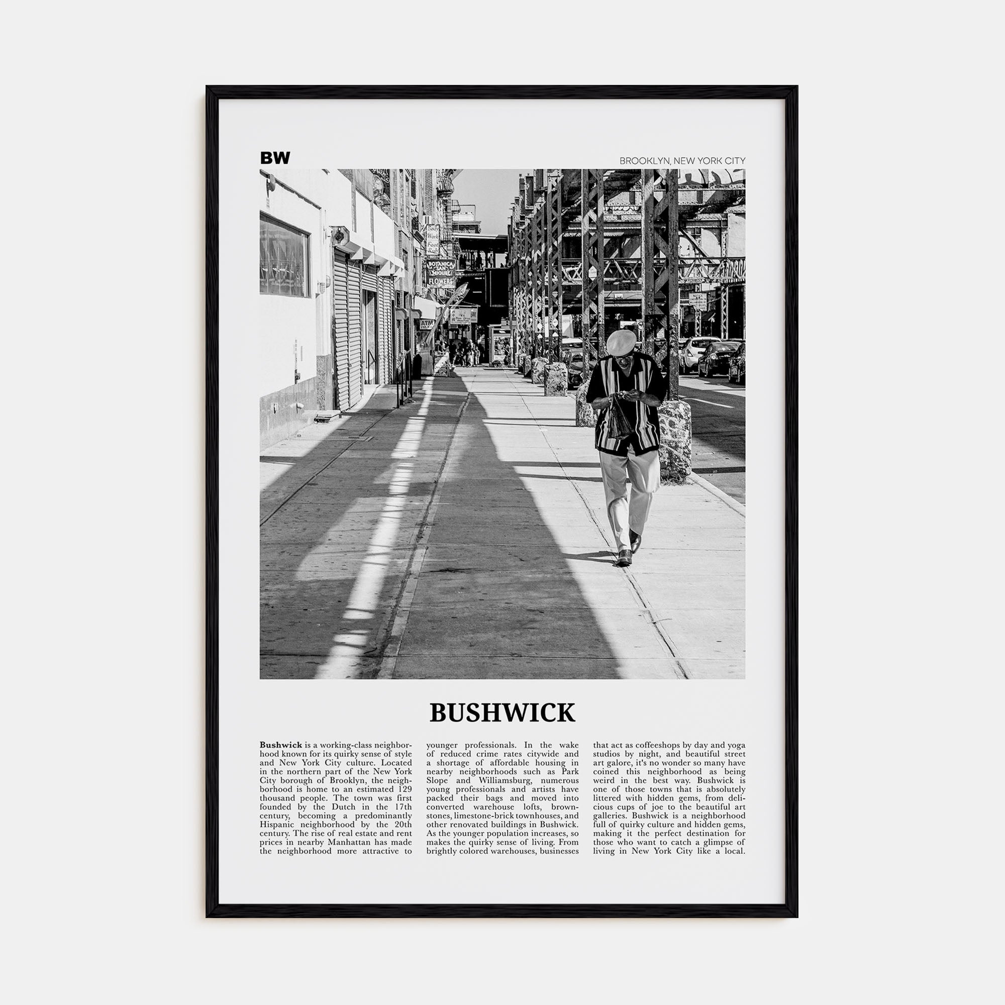 Bushwick Travel B&W Poster