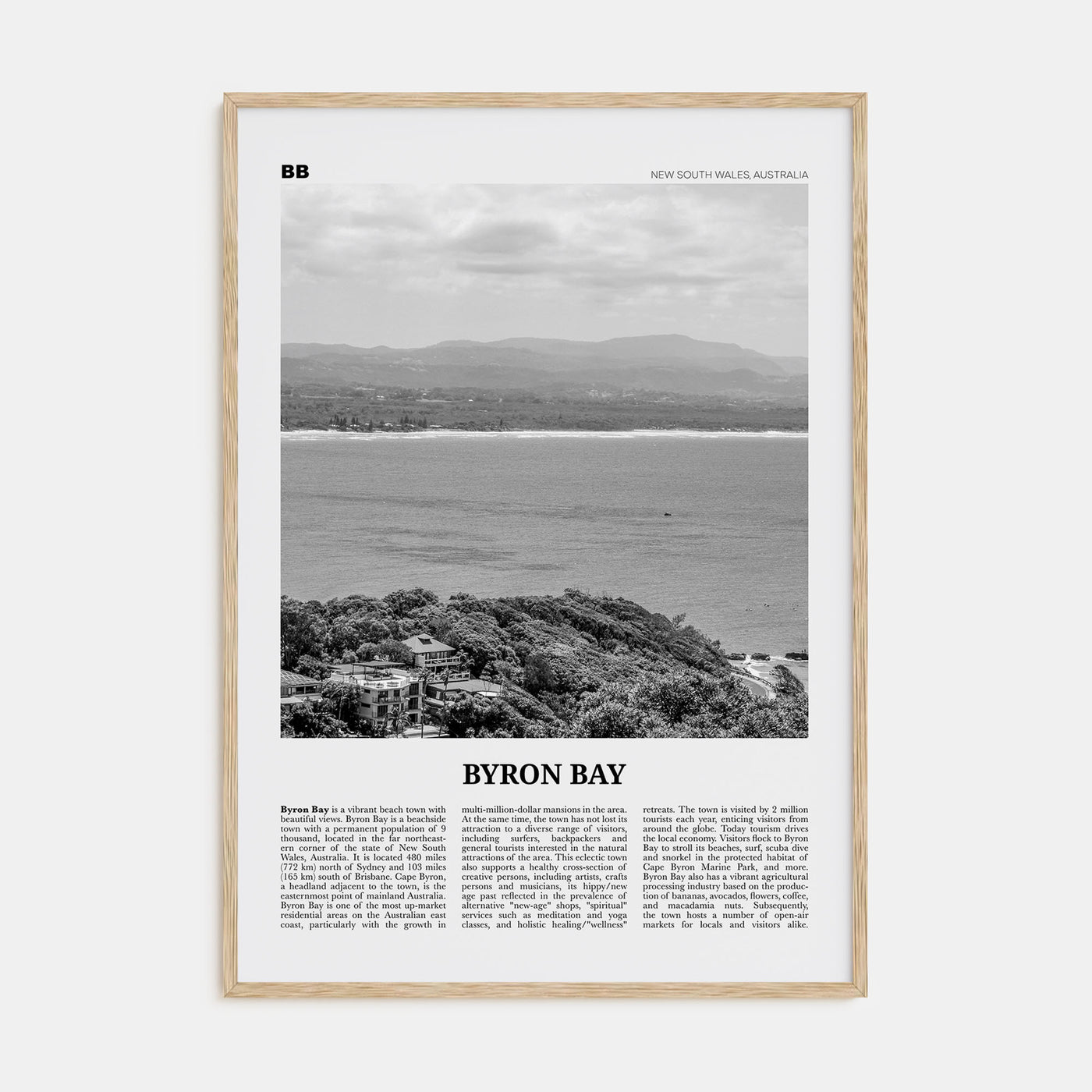 Byron Bay Travel B&W No 2 Poster