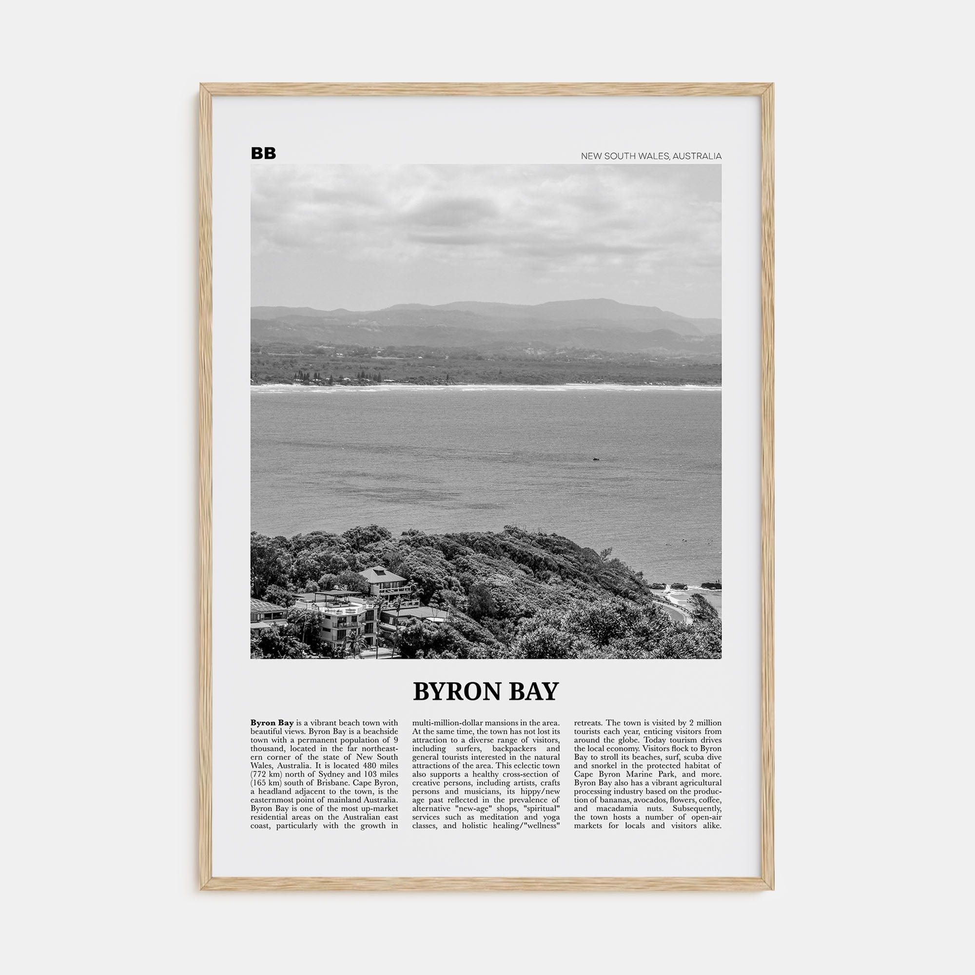 Byron Bay Travel B&W No 2 Poster
