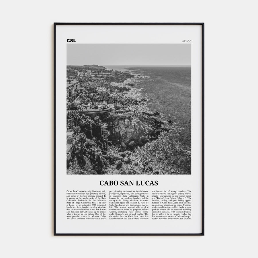 Cabo San Lucas Travel B&W Poster
