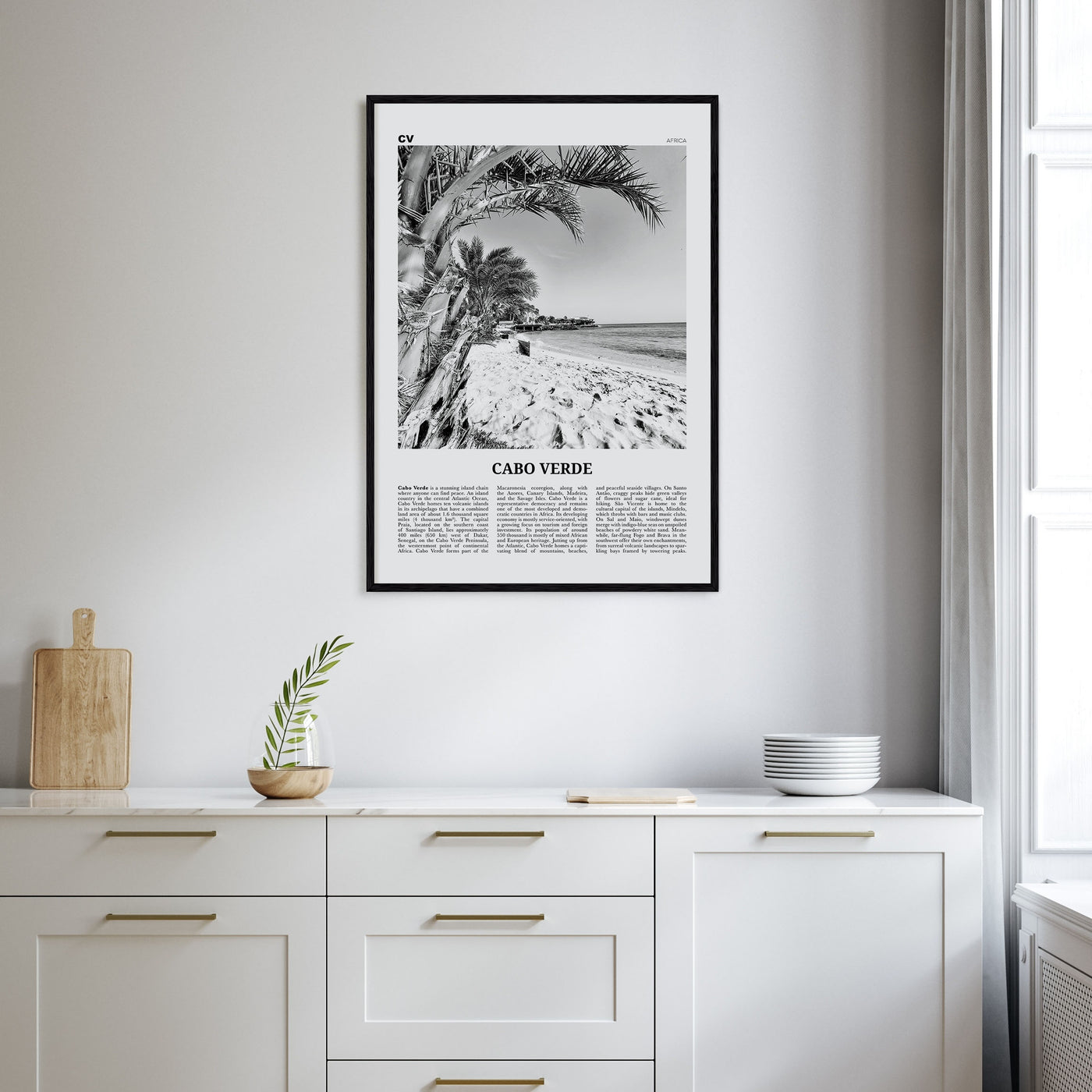 Cabo Verde Travel B&W Poster