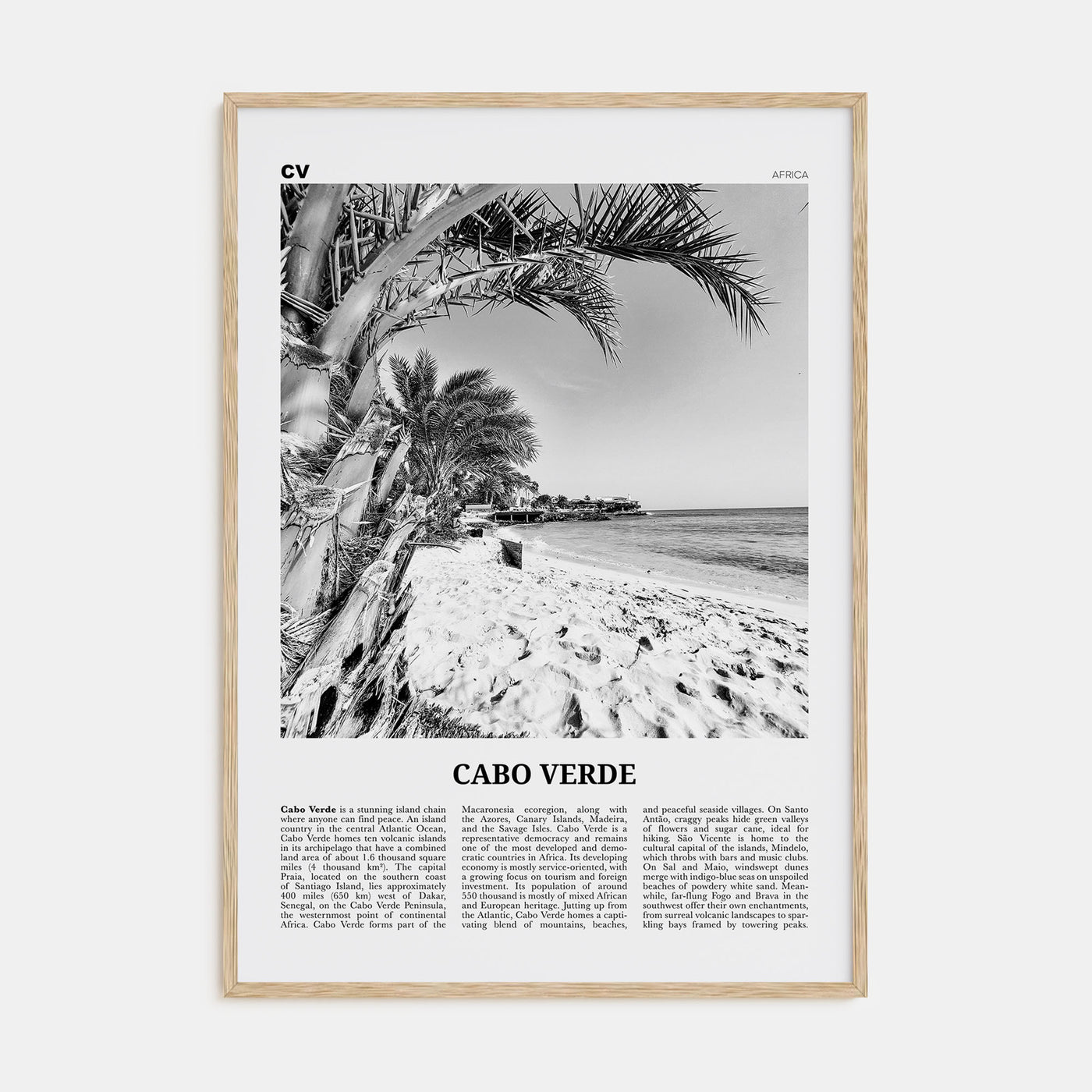 Cabo Verde Travel B&W Poster