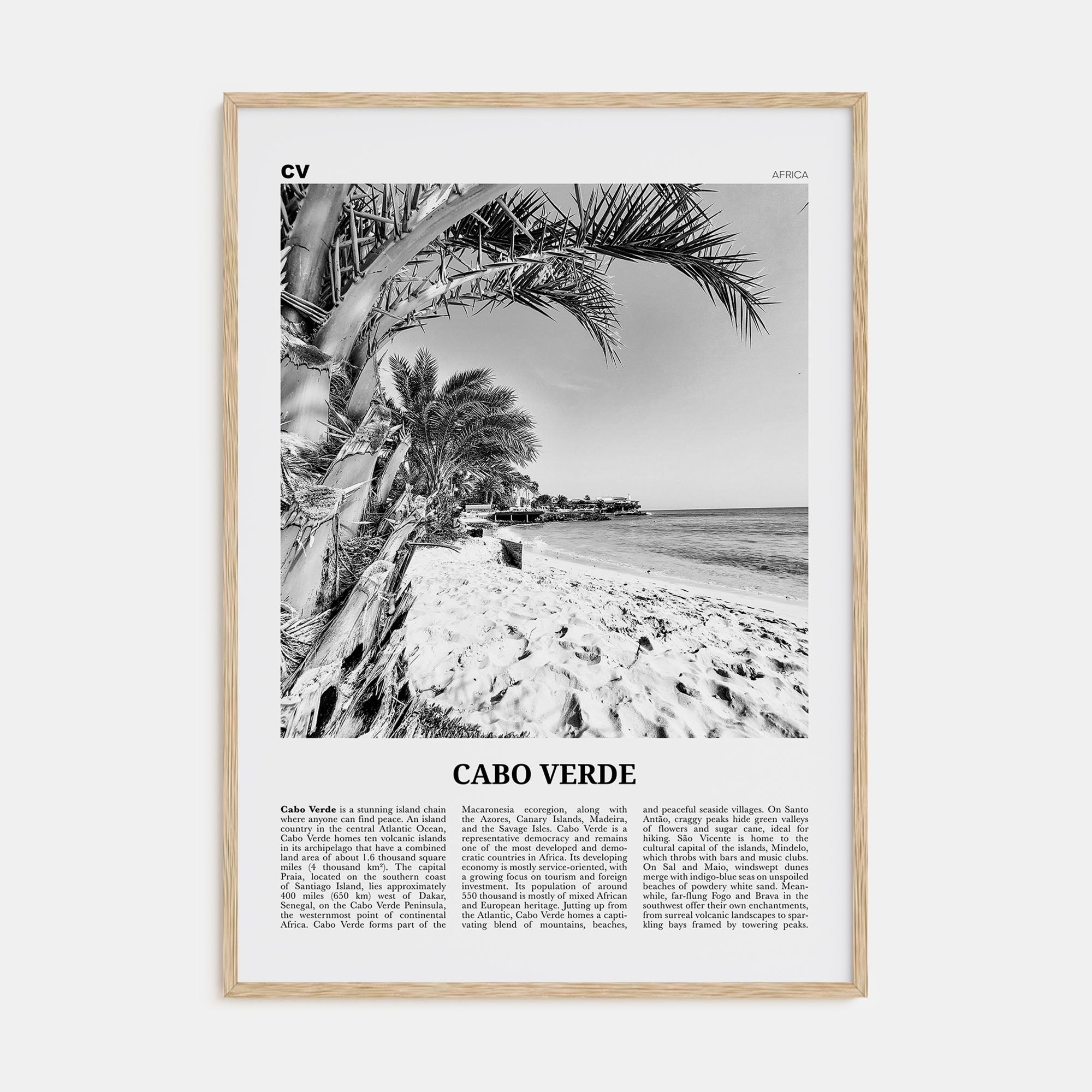 Cabo Verde Travel B&W Poster