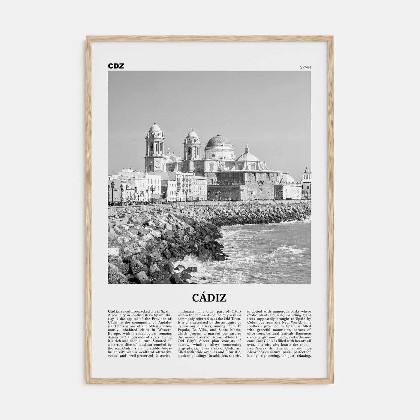 Cádiz Travel B&W Poster