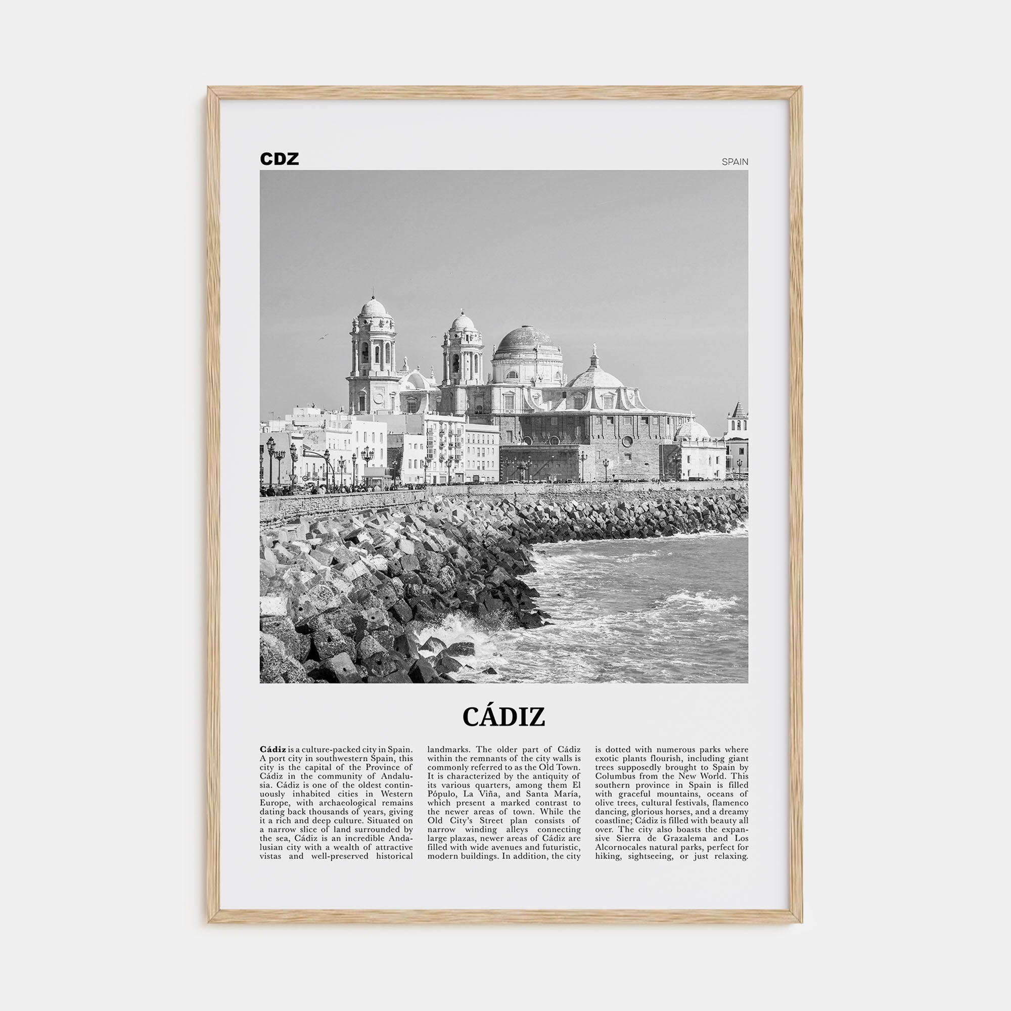 Cádiz Travel B&W Poster