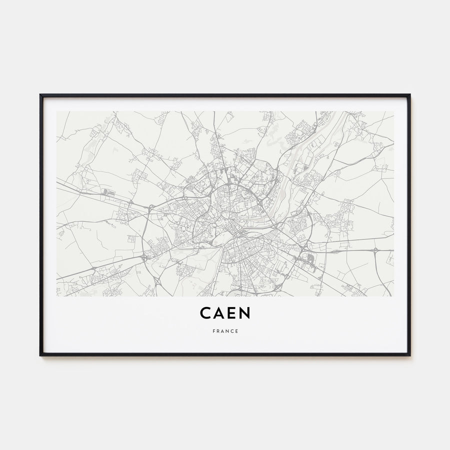 Caen Map Landscape Poster