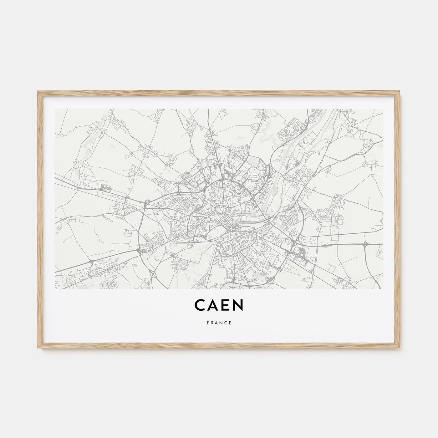Caen Map Landscape Poster