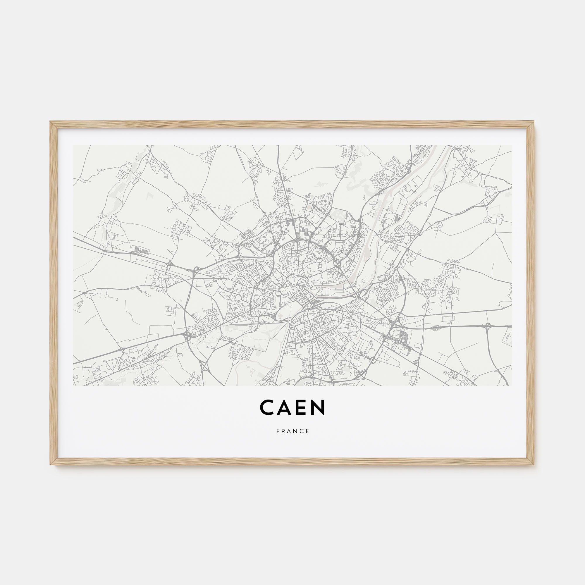 Caen Map Landscape Poster