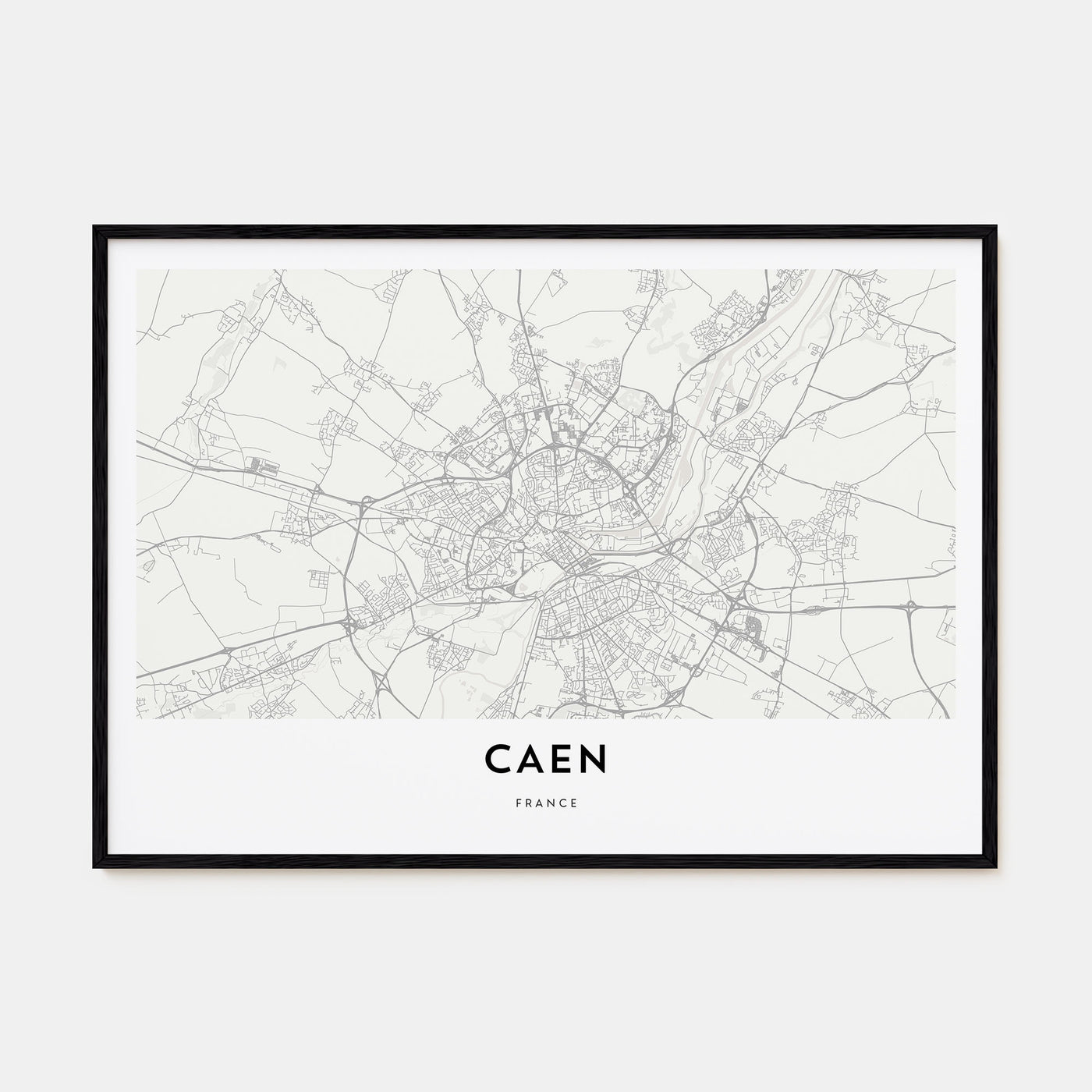 Caen Map Landscape Poster