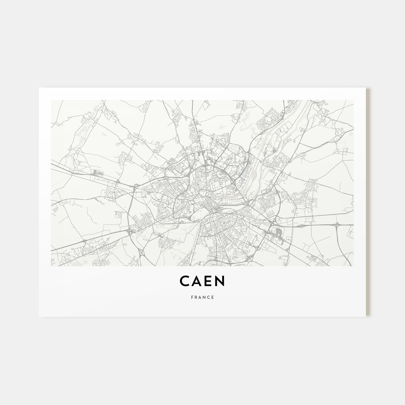 Caen Map Landscape Poster