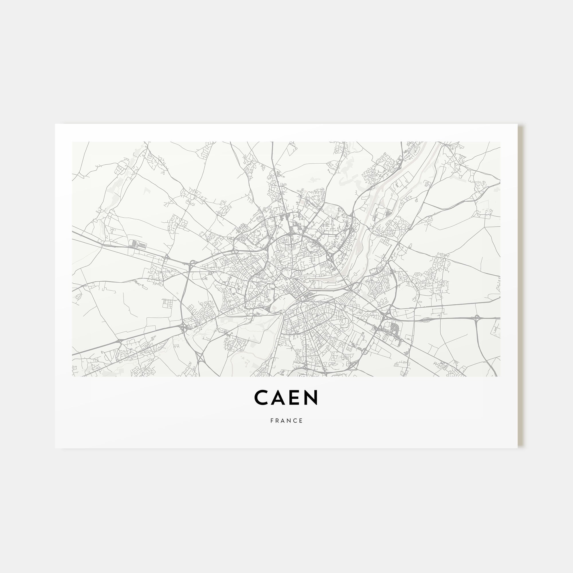 Caen Map Landscape Poster
