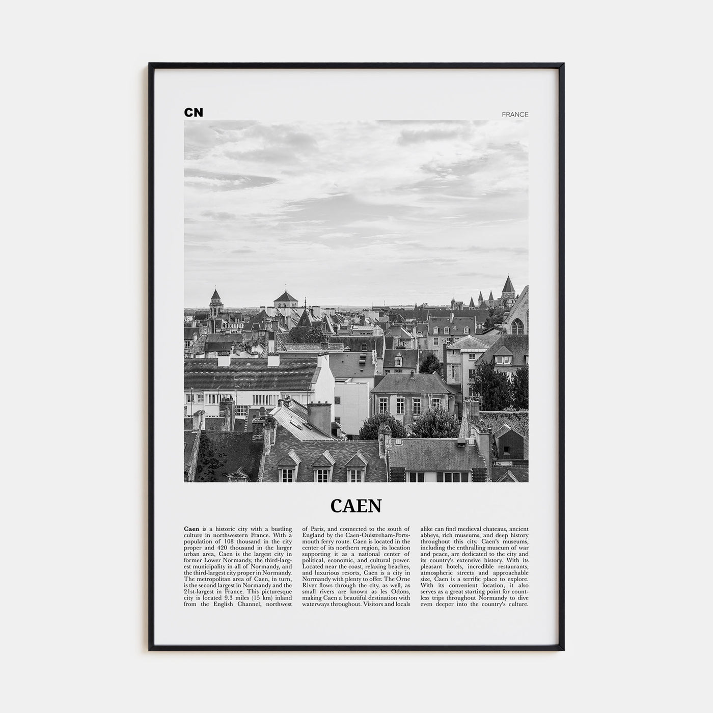 Caen Travel B&W No 1 Poster