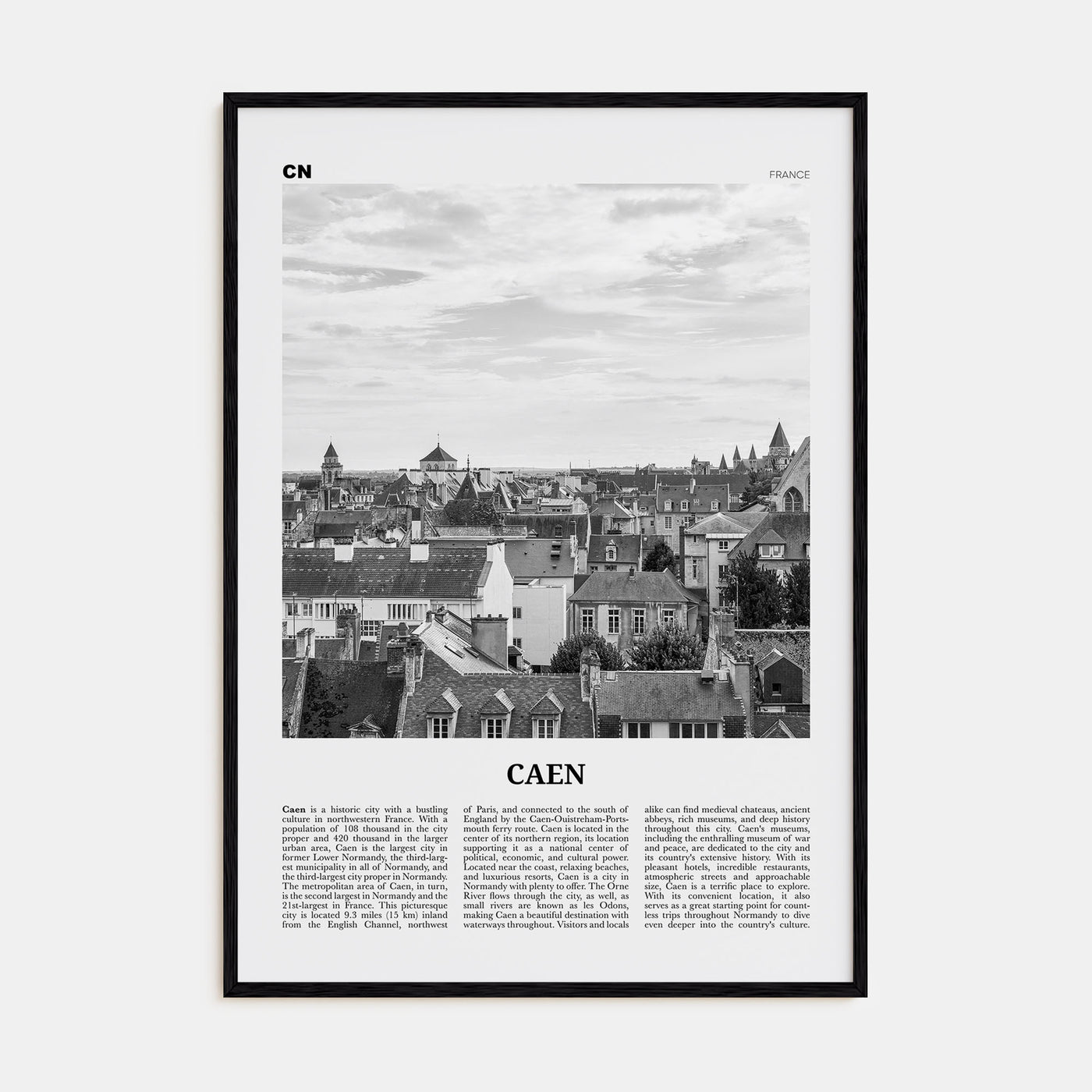 Caen Travel B&W No 1 Poster