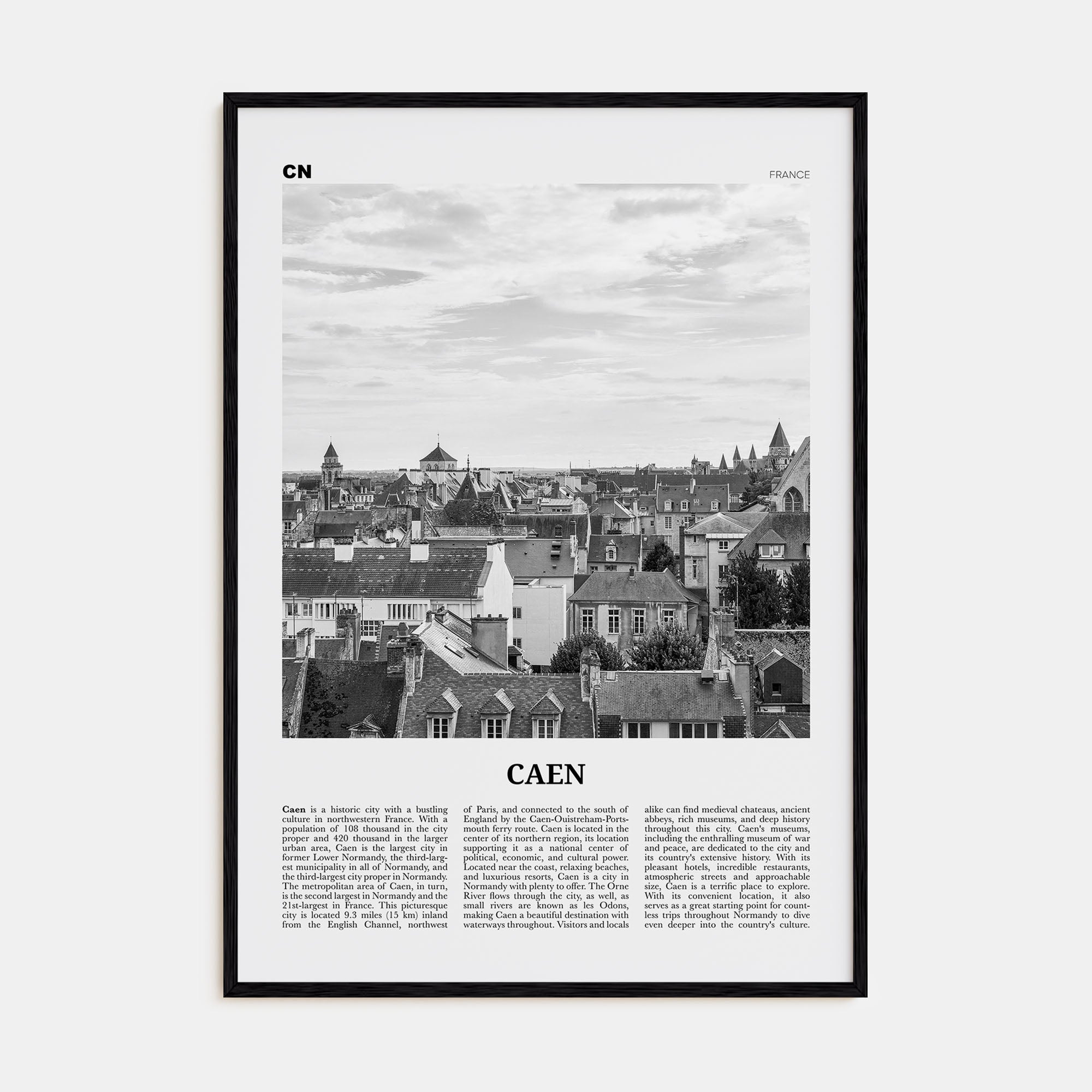 Caen Travel B&W No 1 Poster