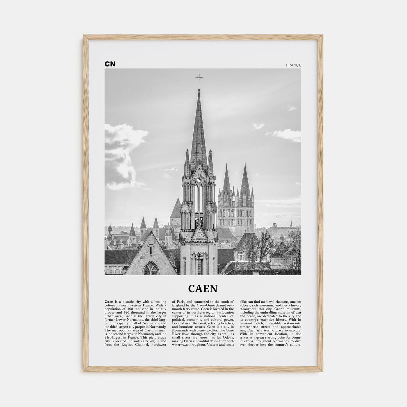 Caen Travel B&W No 2 Poster