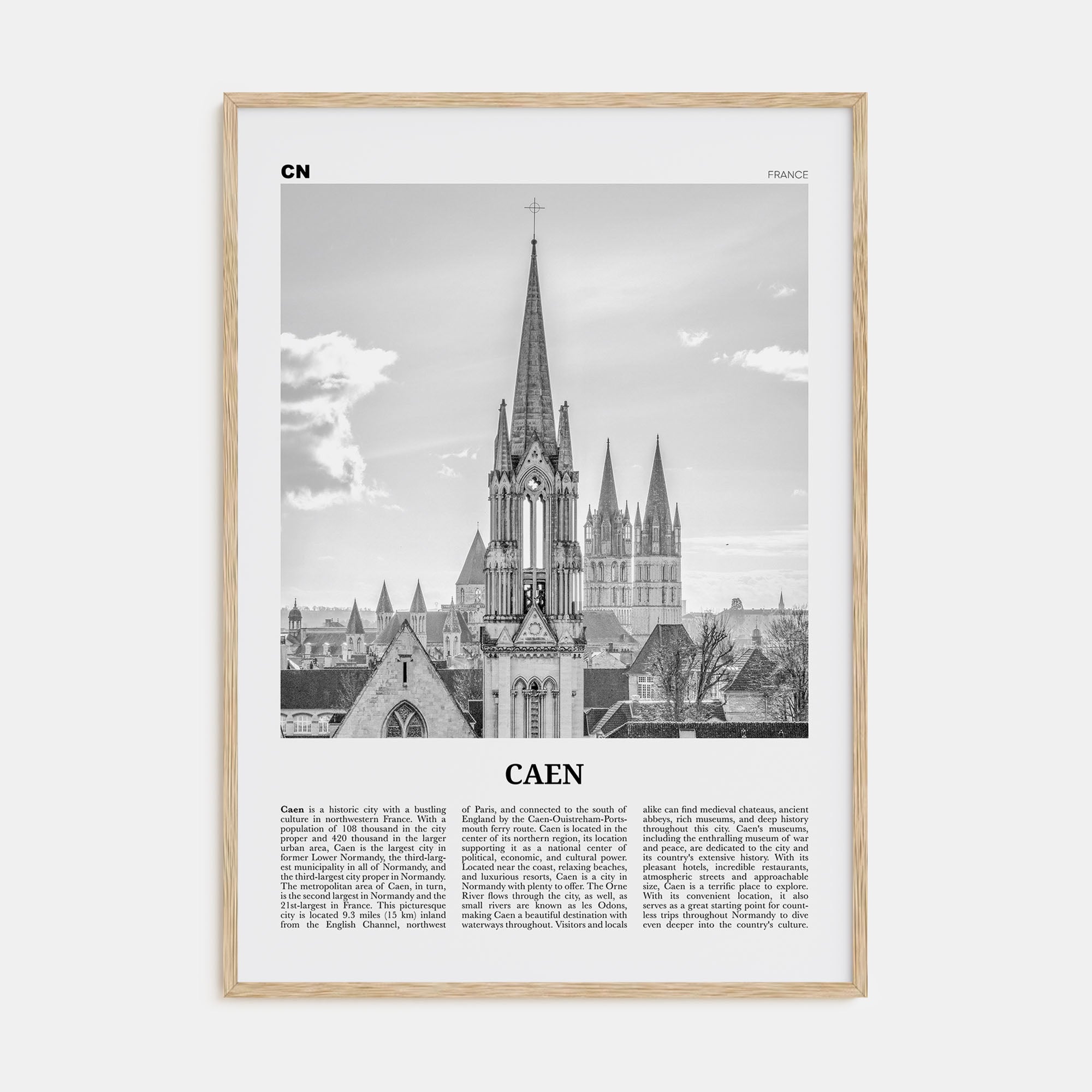 Caen Travel B&W No 2 Poster